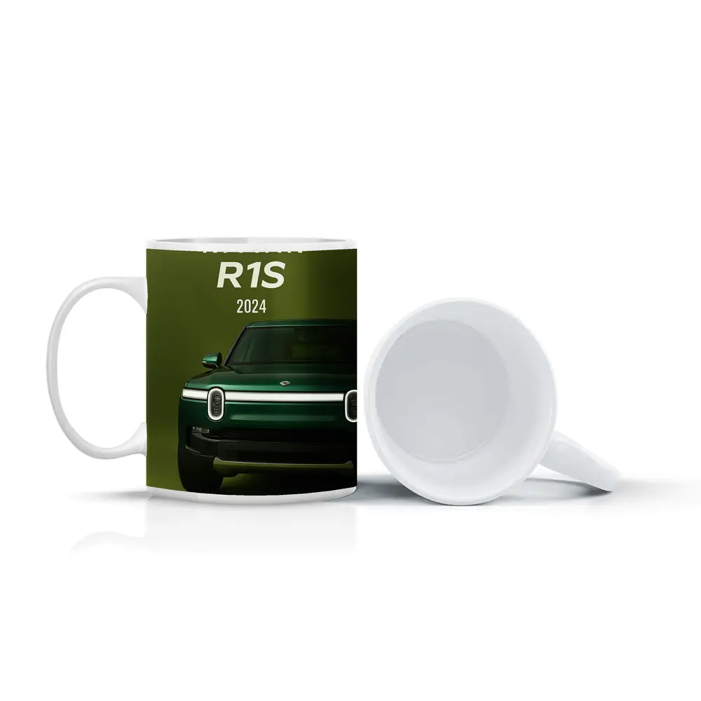 Rivian R1S Electric SUV Green Background – Mugs