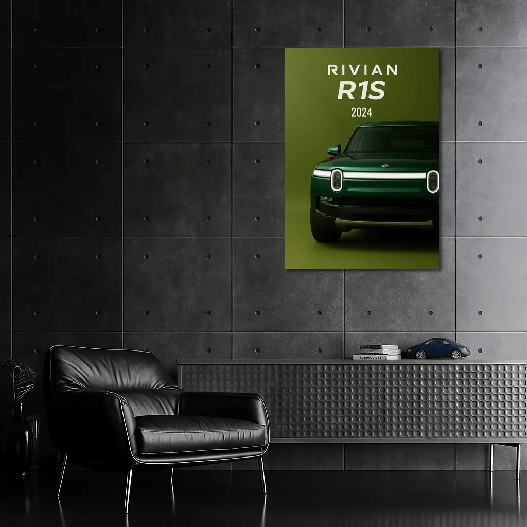 Rivian R1S Electric SUV Green Background – Wall Art