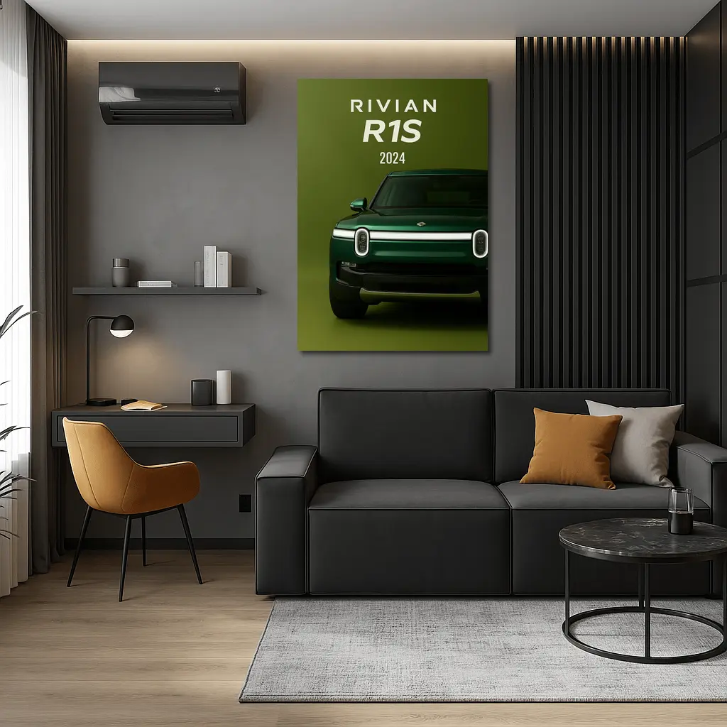 Rivian R1S Electric SUV Green Background – Wall Art
