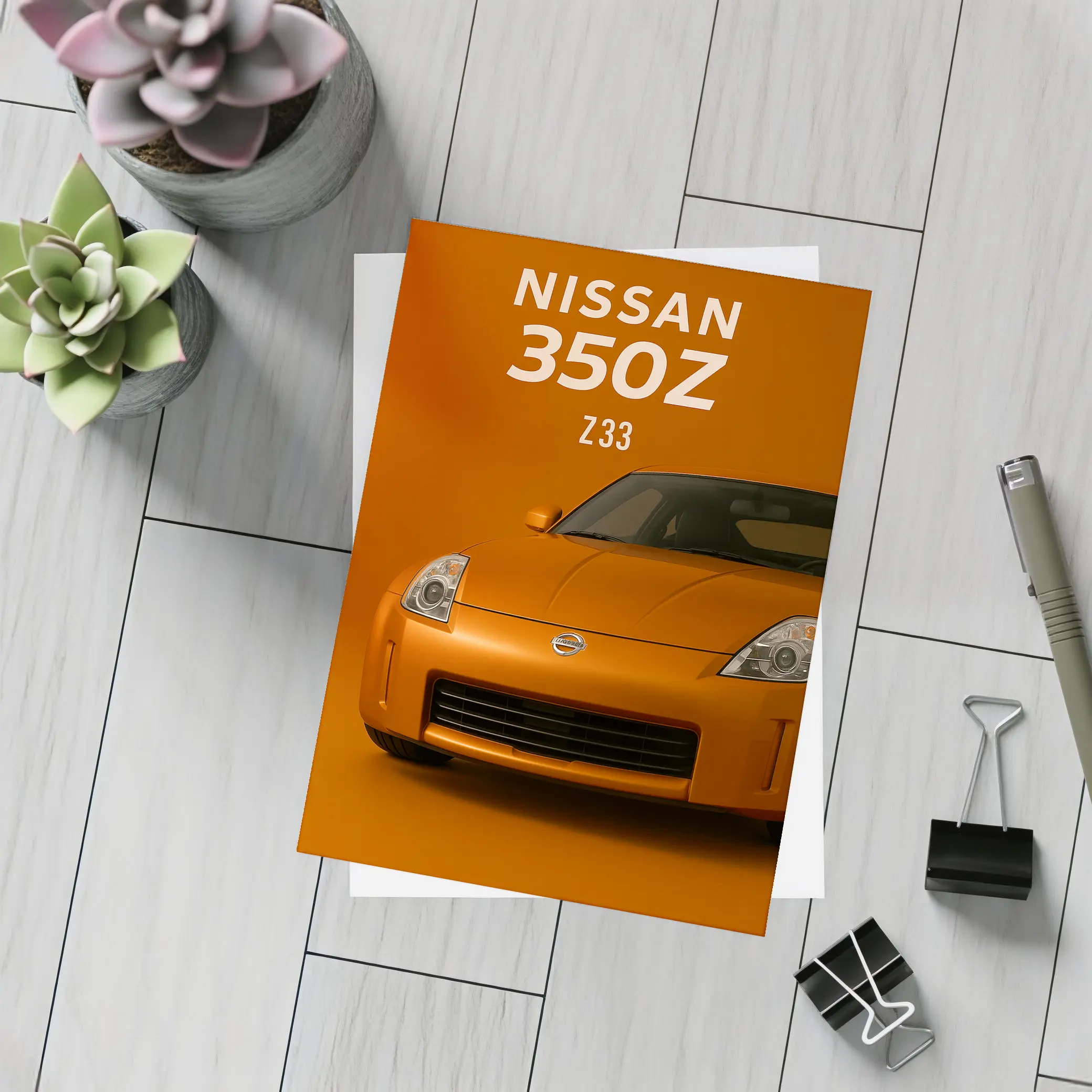 Nissan 350Z Z33 Orange Studio Art – Postcards