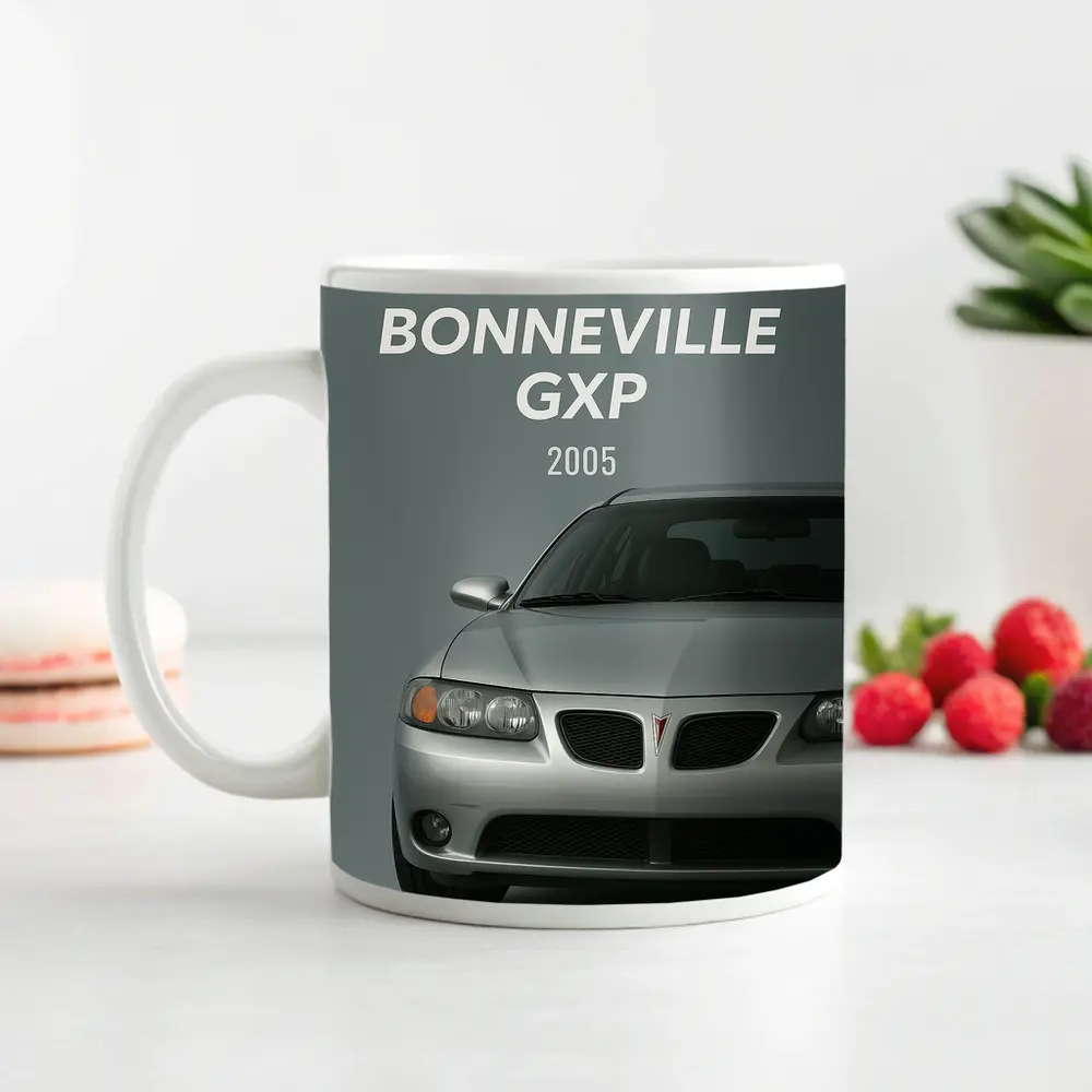 Pontiac Bonneville GXP Silver Gray Background – Mugs