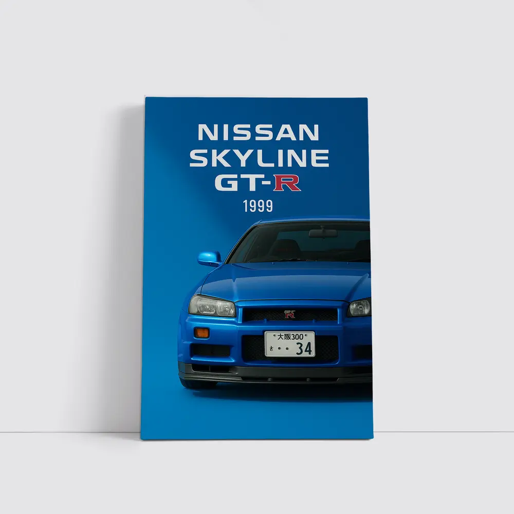 Nissan Skyline GT-R R34 Blue Front – Wall Art
