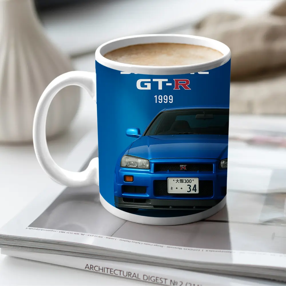 Nissan Skyline GT-R R34 Blue Front – Mugs