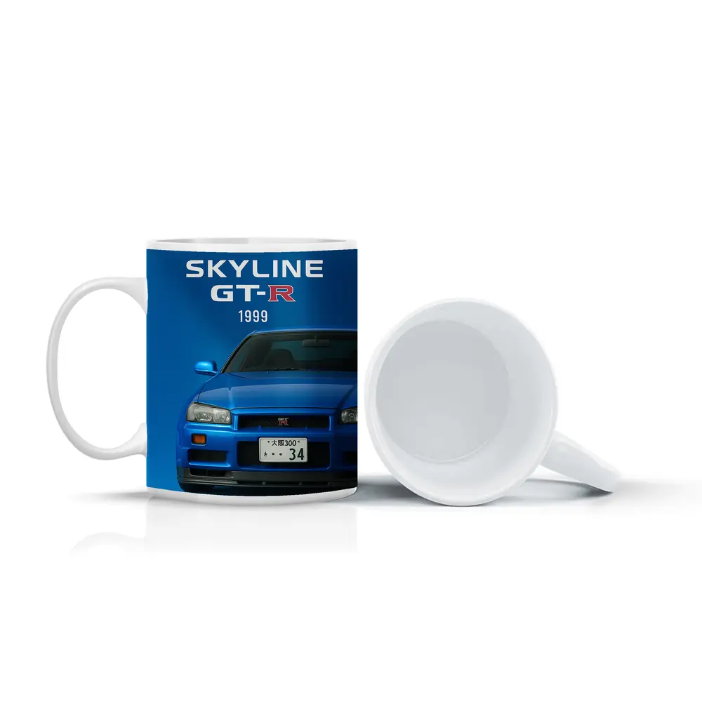 Nissan Skyline GT-R R34 Blue Front – Mugs