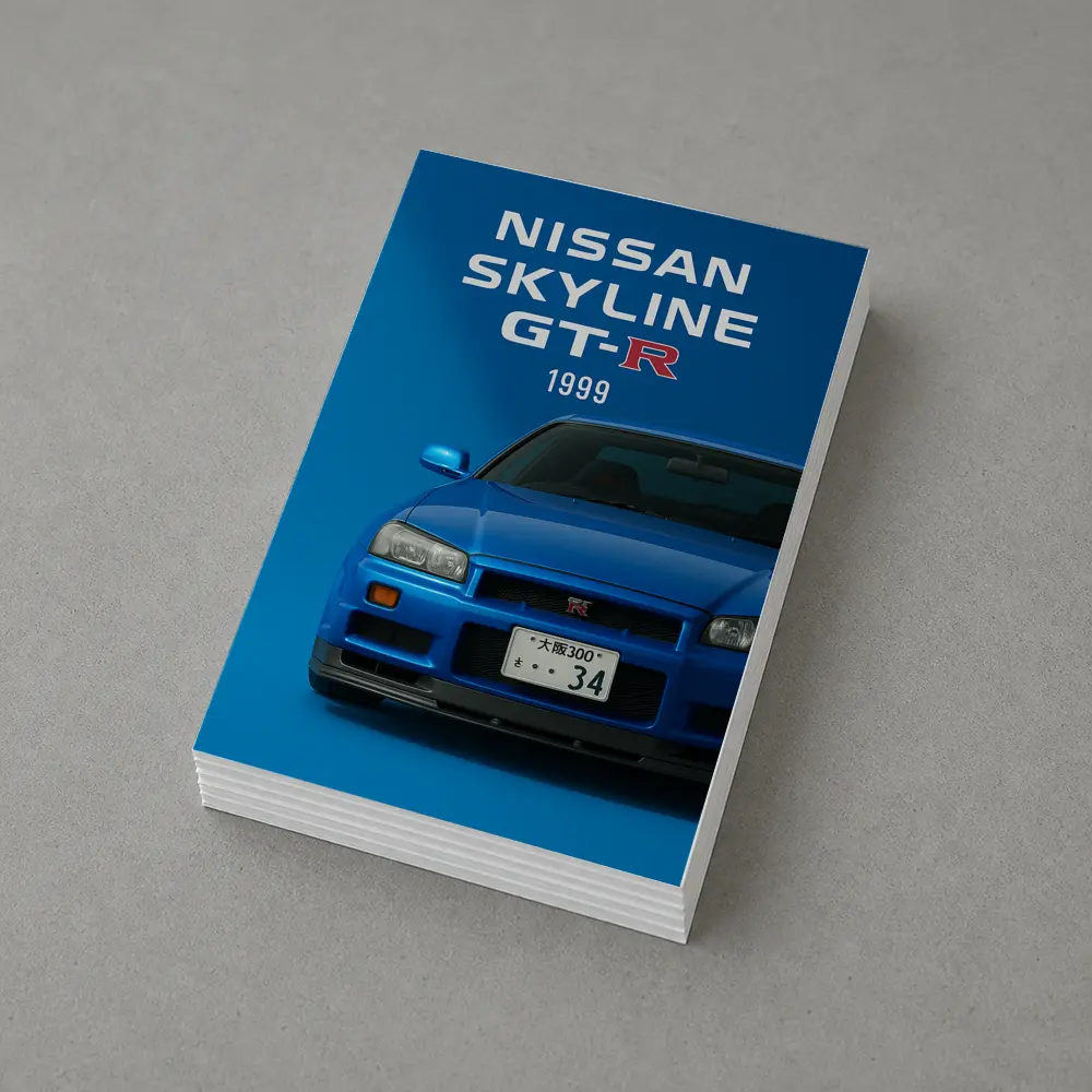 Nissan Skyline GT-R R34 Blue Front – Postcards