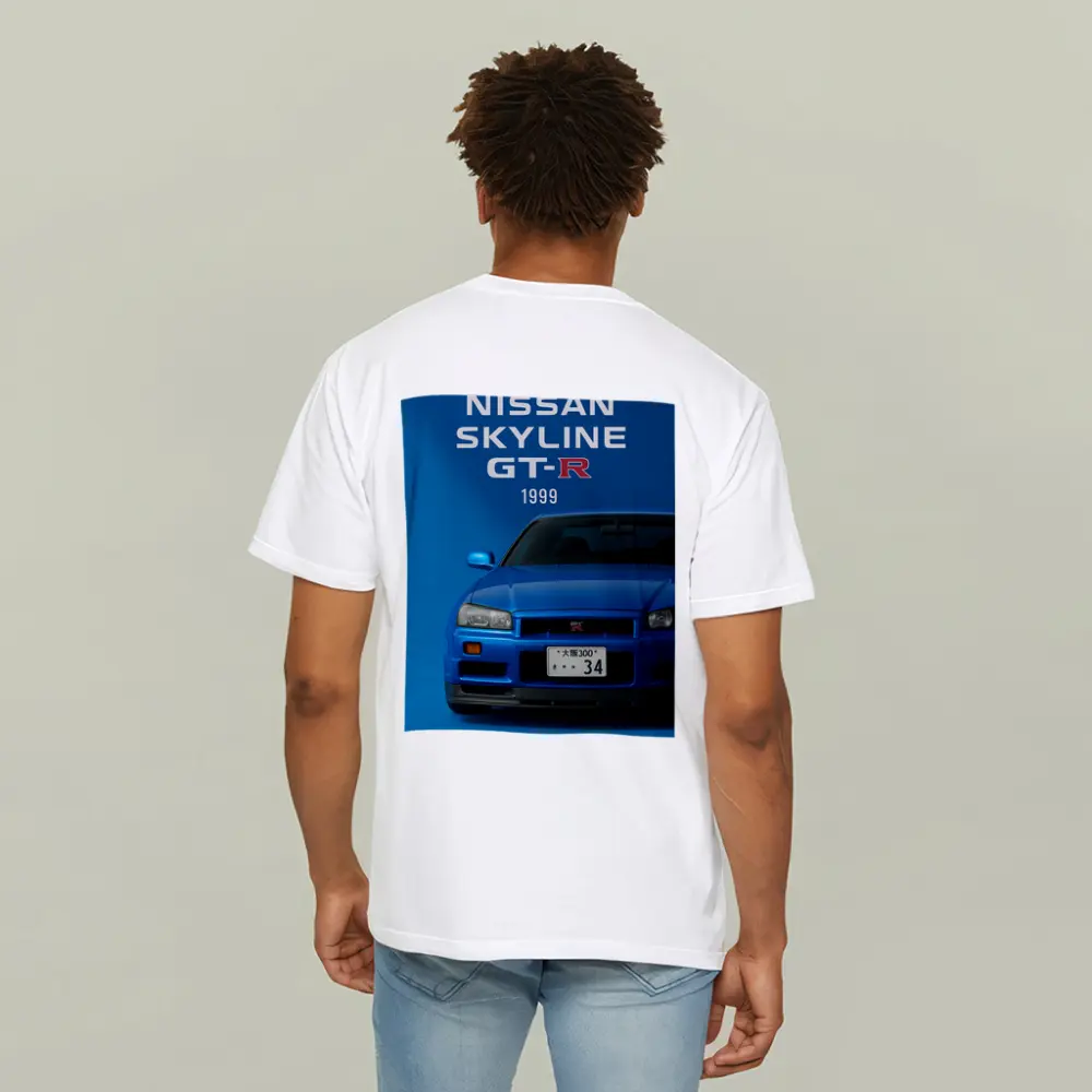 Nissan Skyline GT-R R34 Blue Front – T-Shirts