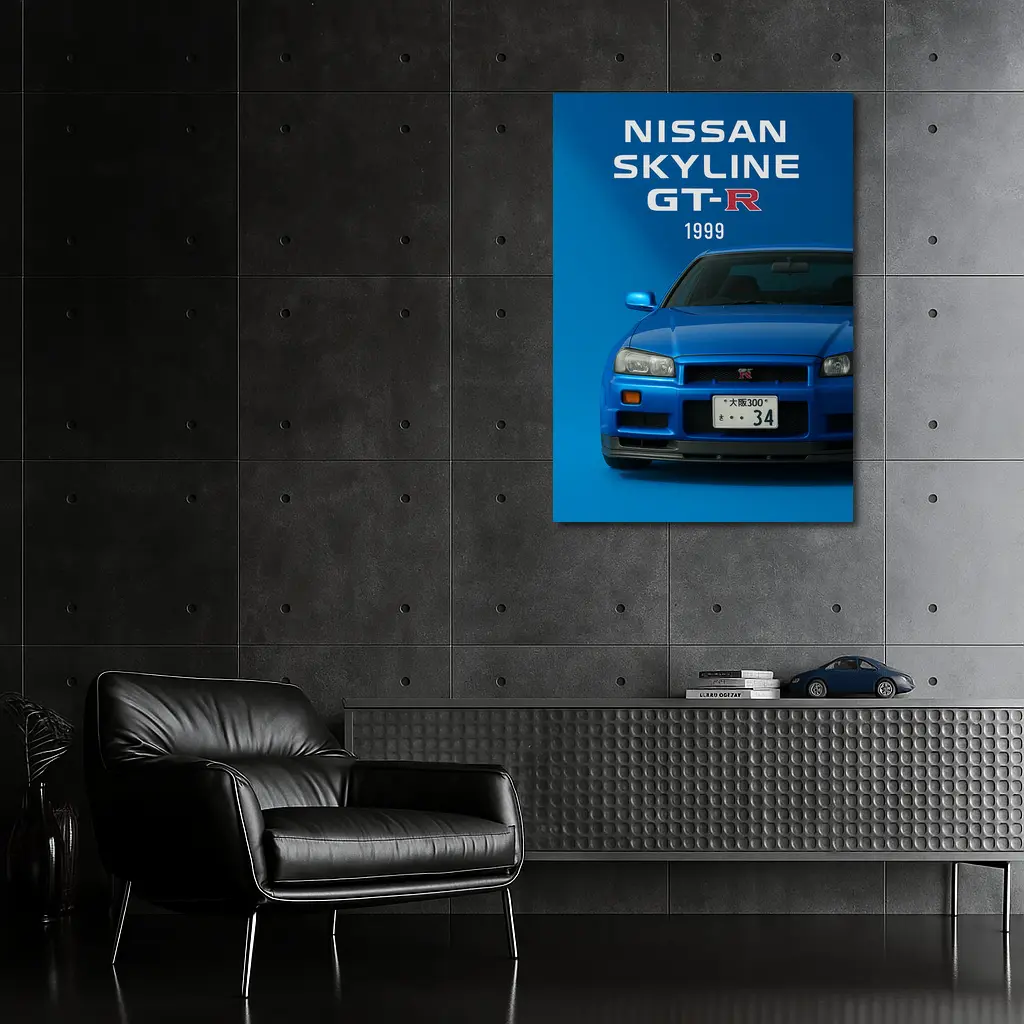 Nissan Skyline GT-R R34 Blue Front – Wall Art
