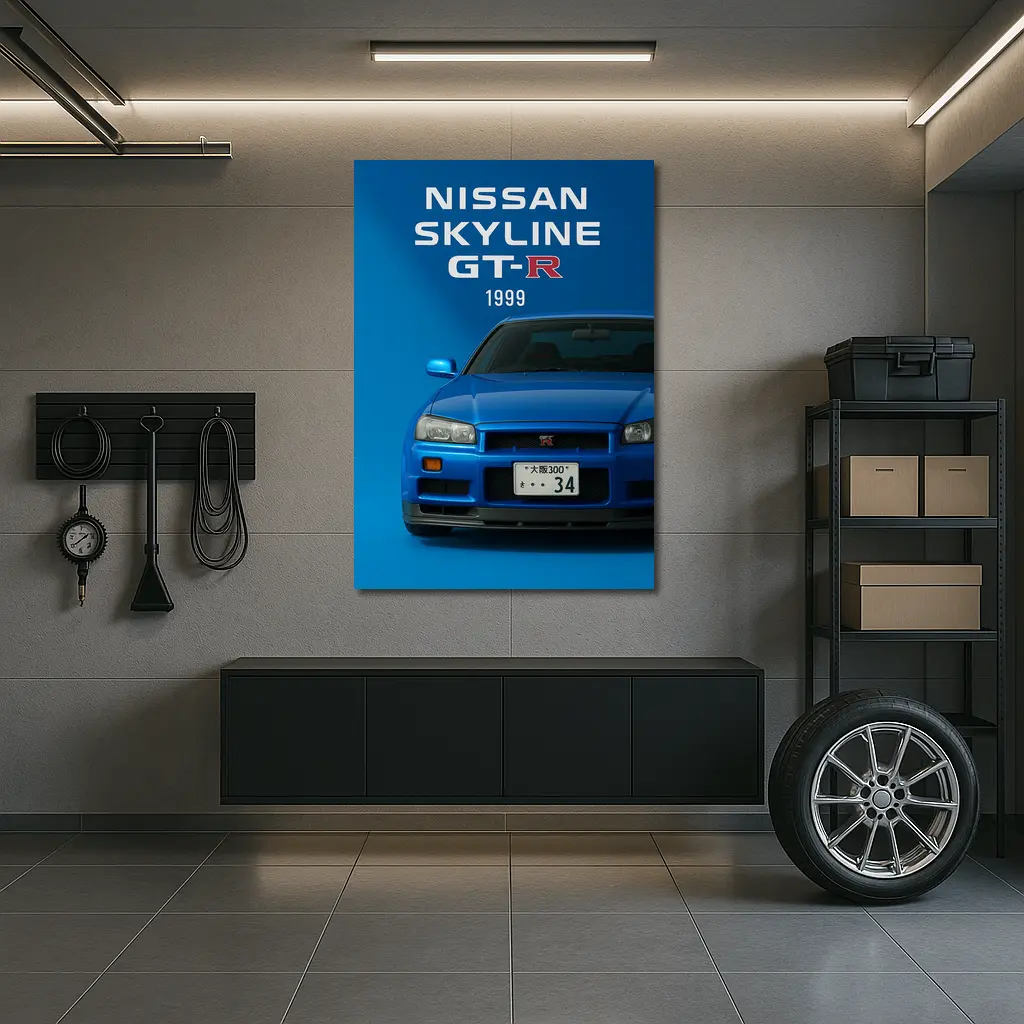Nissan Skyline GT-R R34 Blue Front – Wall Art