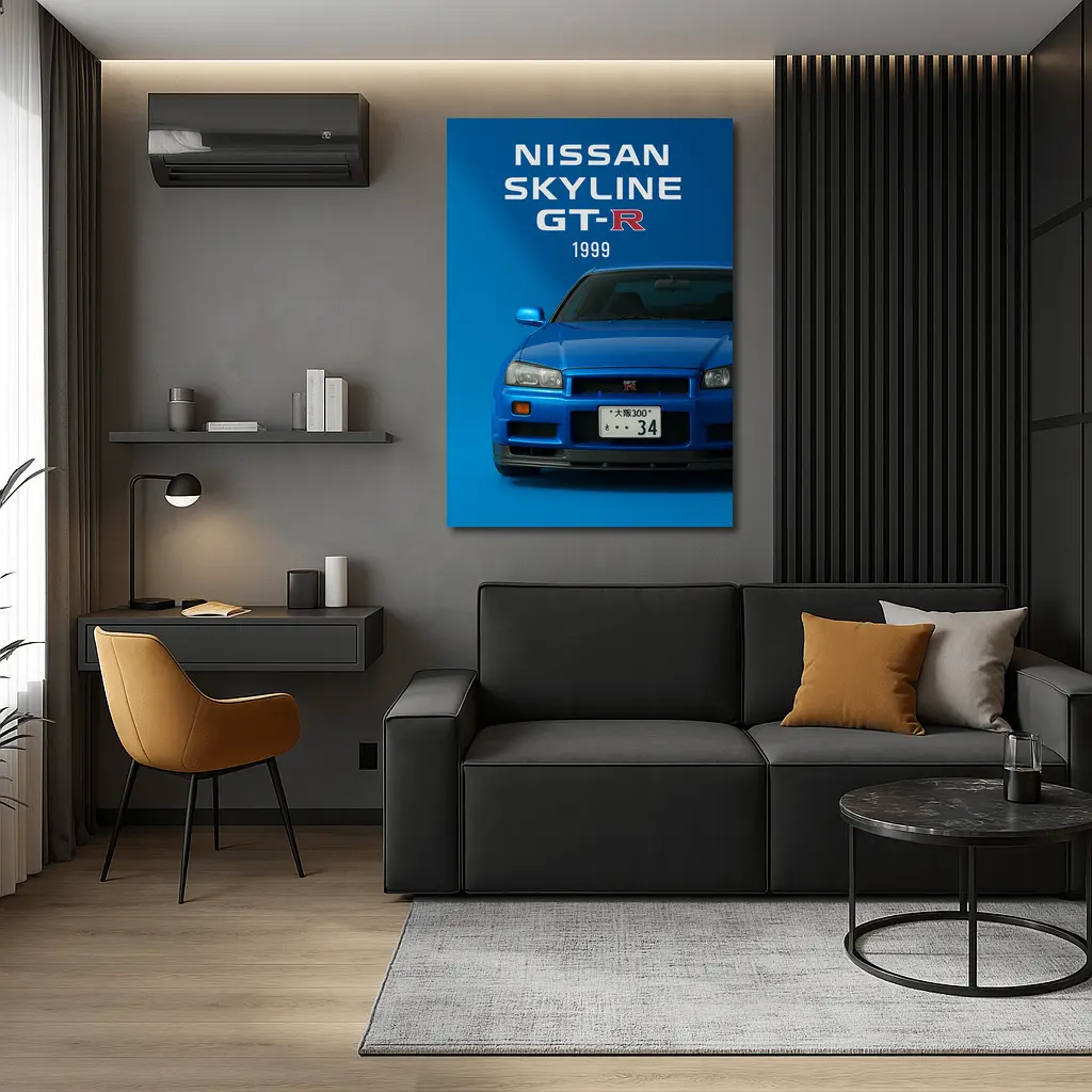 Nissan Skyline GT-R R34 Blue Front – Wall Art