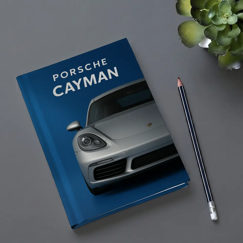 Porsche Cayman Silver Front View Blue Background – Notebooks