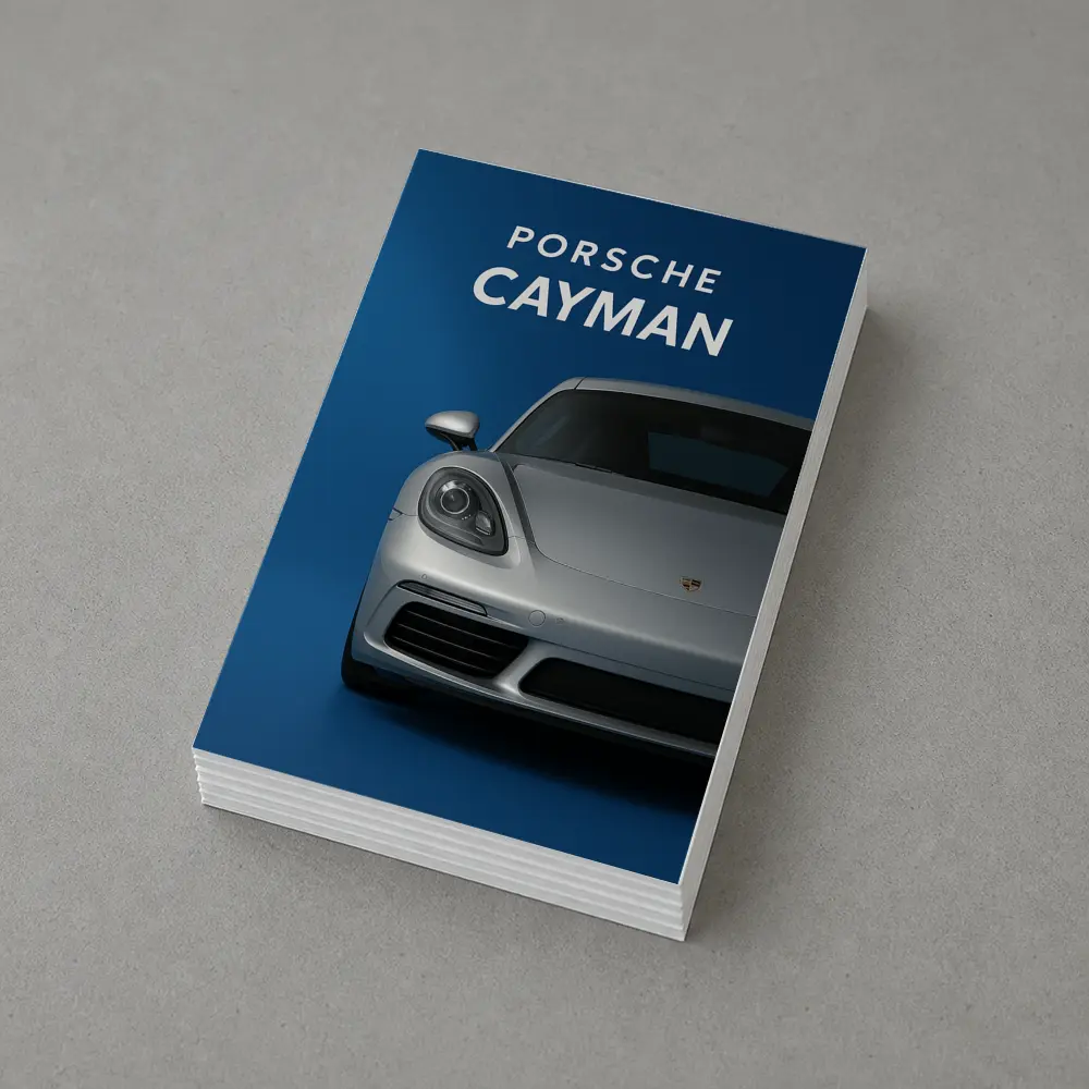 Porsche Cayman Silver Front View Blue Background – Postcards