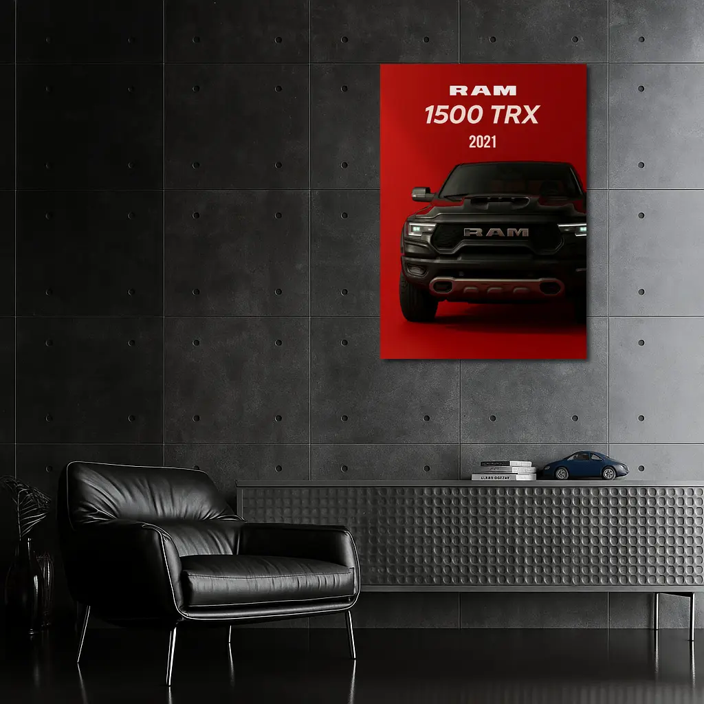 Ram 1500 TRX Truck Bold Red Background – Wall Art