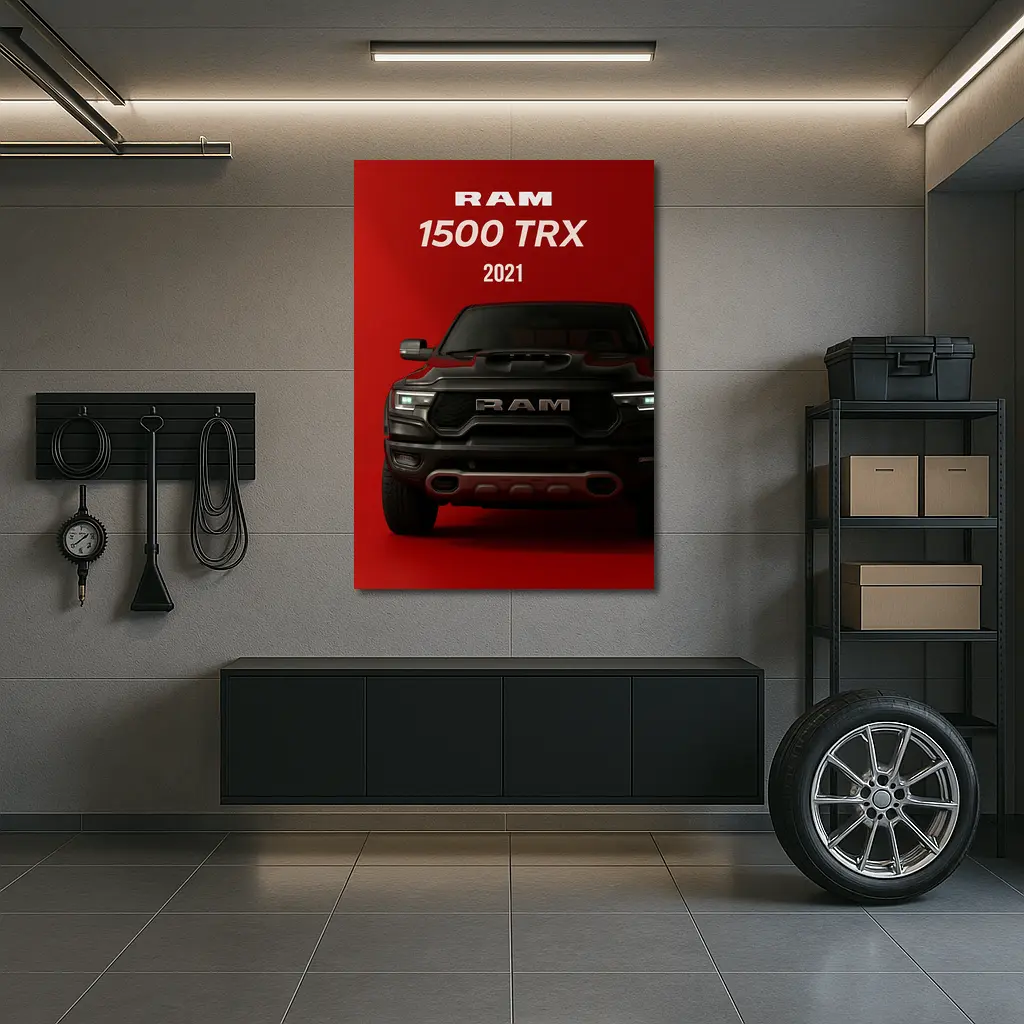 Ram 1500 TRX Truck Bold Red Background – Wall Art