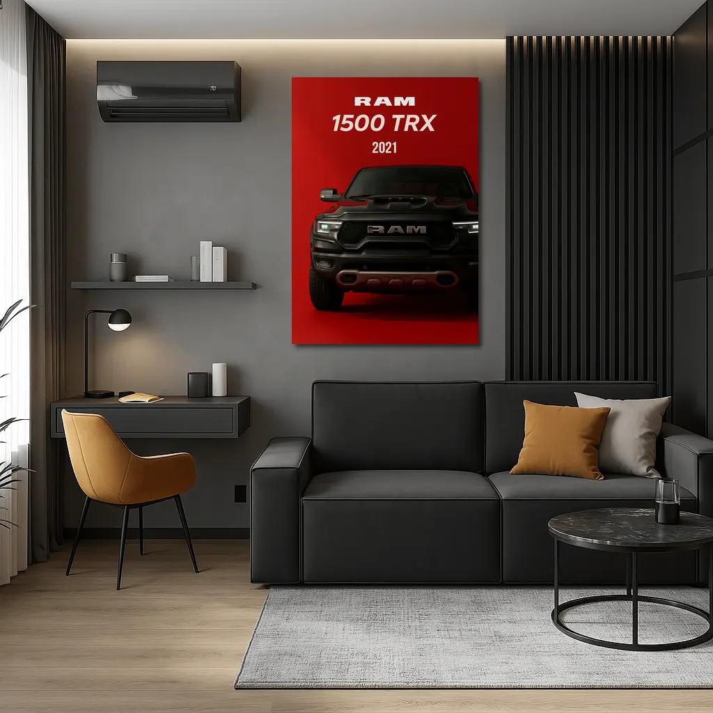 Ram 1500 TRX Truck Bold Red Background – Wall Art