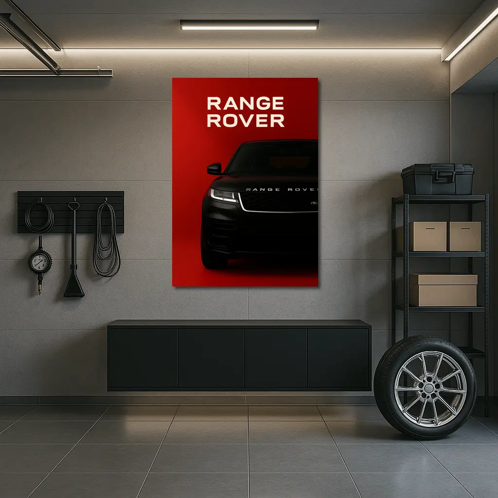 Range Rover Black SUV Bold Red Background – Wall Art