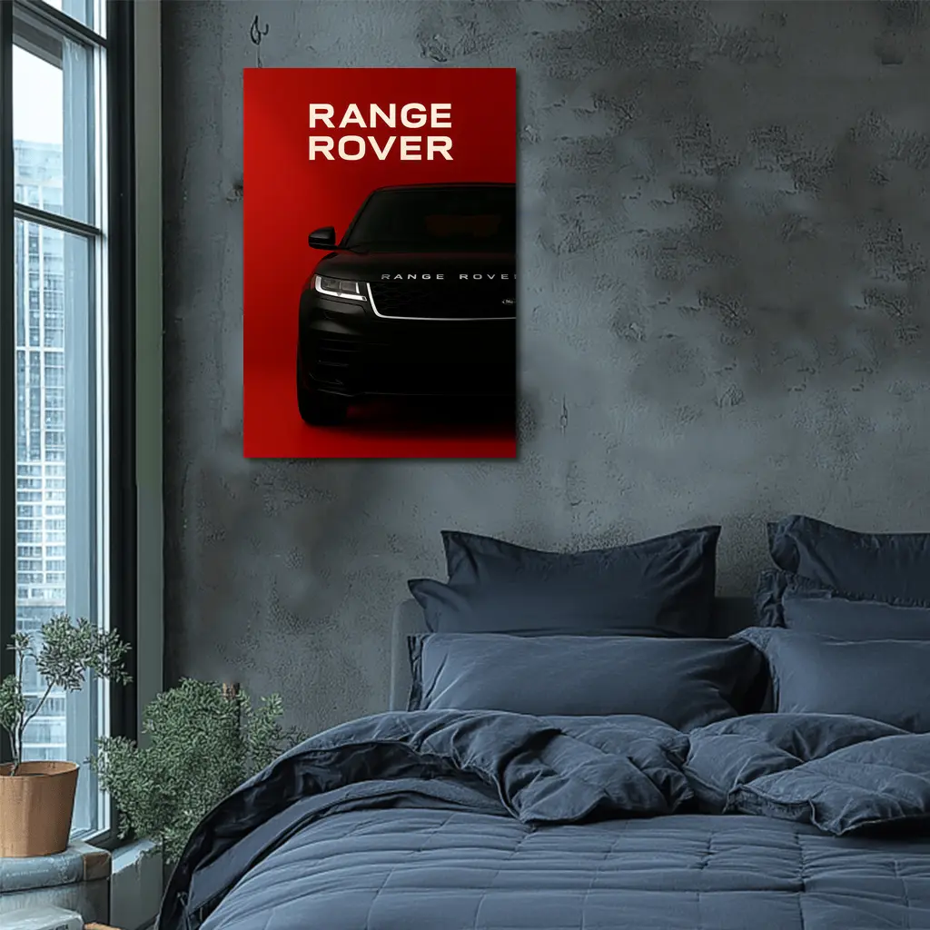 Range Rover Black SUV Bold Red Background – Wall Art