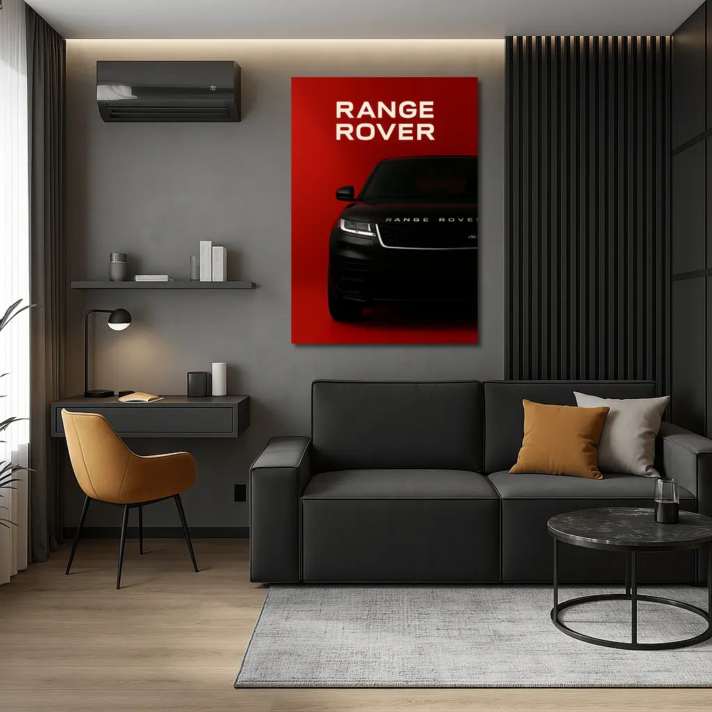 Range Rover Black SUV Bold Red Background – Wall Art
