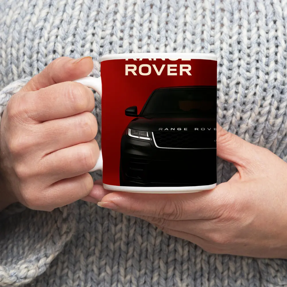 Range Rover Black SUV Bold Red Background – Mugs