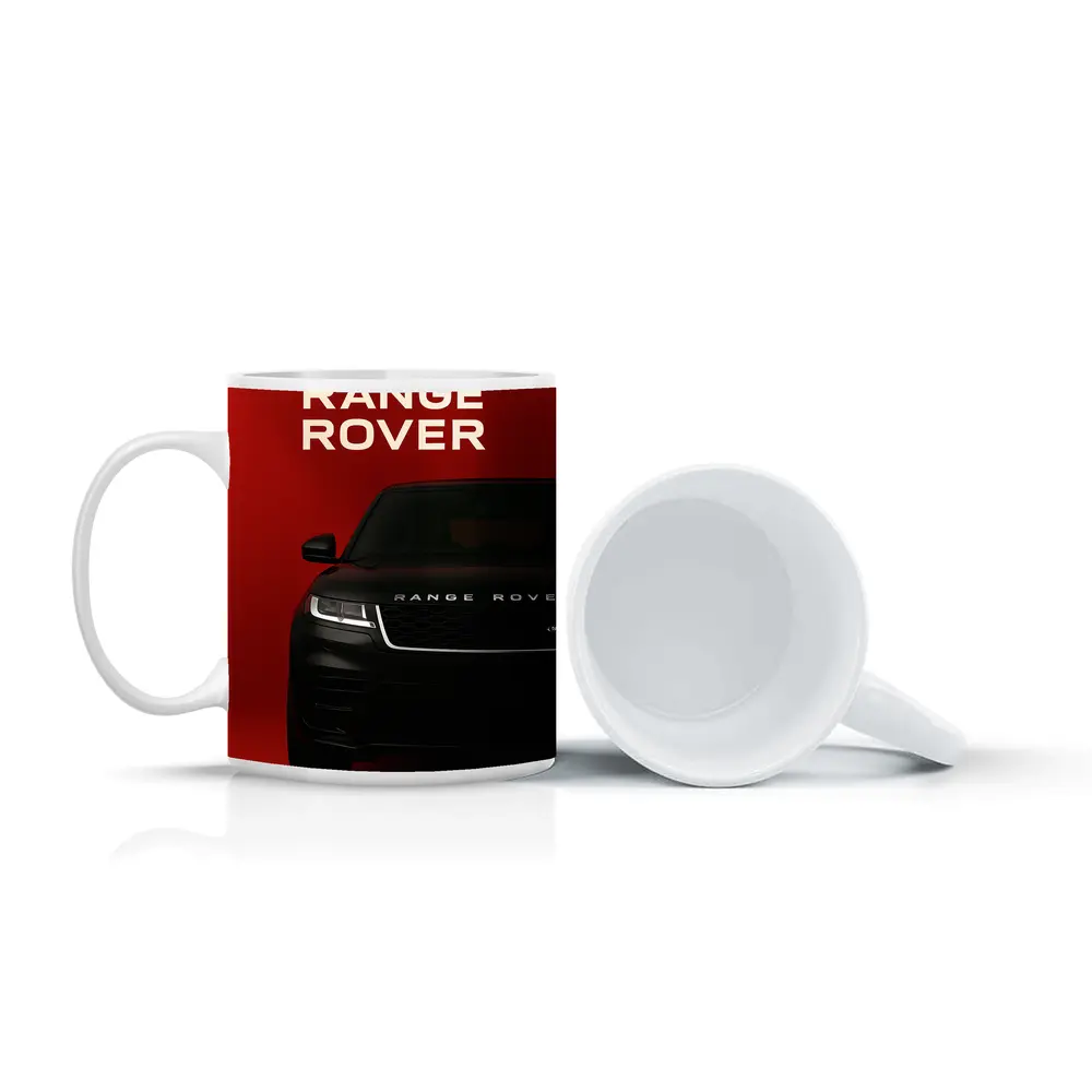 Range Rover Black SUV Bold Red Background – Mugs