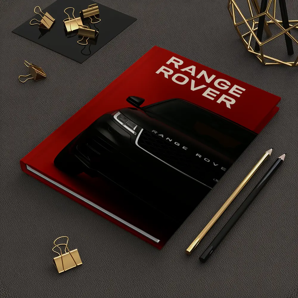 Range Rover Black SUV Bold Red Background – Notebooks