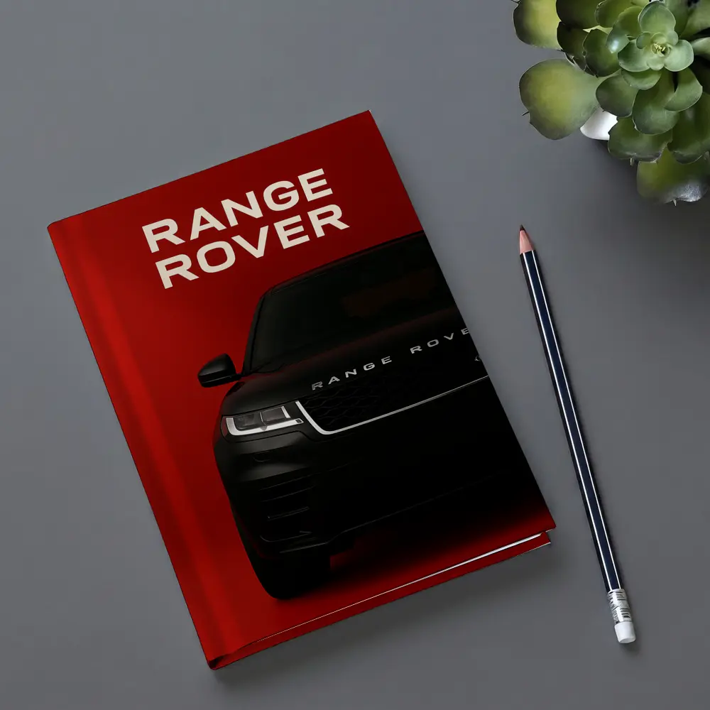 Range Rover Black SUV Bold Red Background – Notebooks