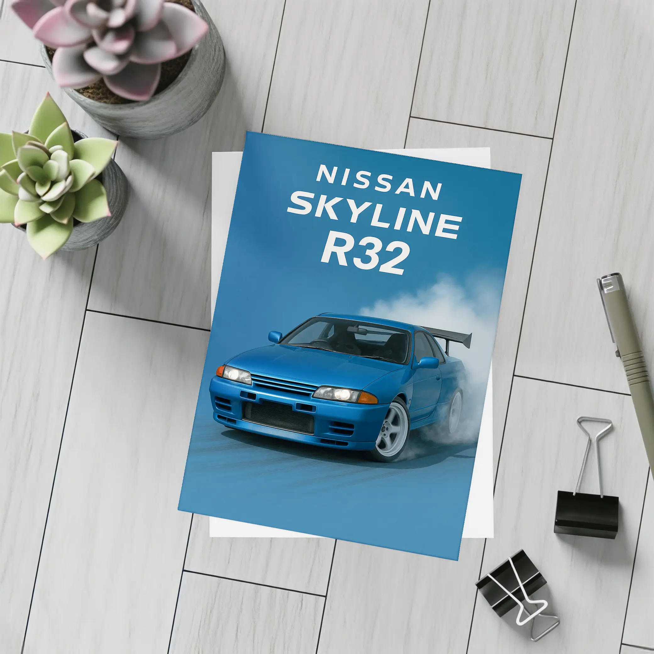 Nissan Skyline R32 Blue Drift Smoke – Postcards