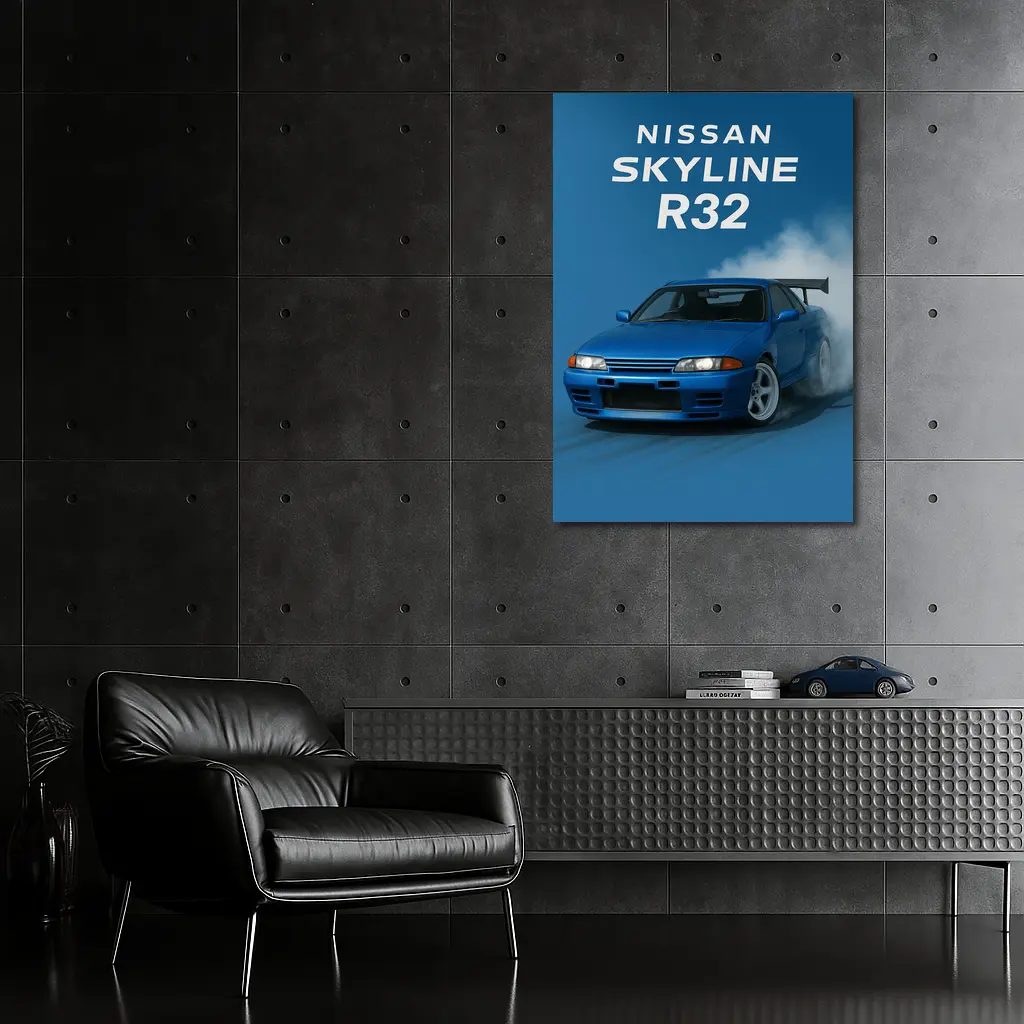 Nissan Skyline R32 Blue Drift Smoke – Wall Art