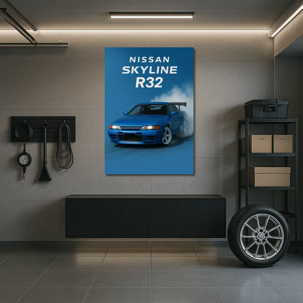 Nissan Skyline R32 Blue Drift Smoke – Wall Art