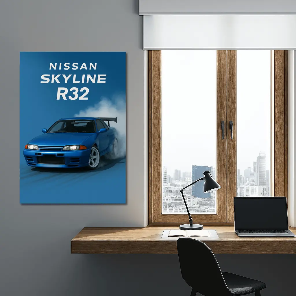 Nissan Skyline R32 Blue Drift Smoke – Wall Art