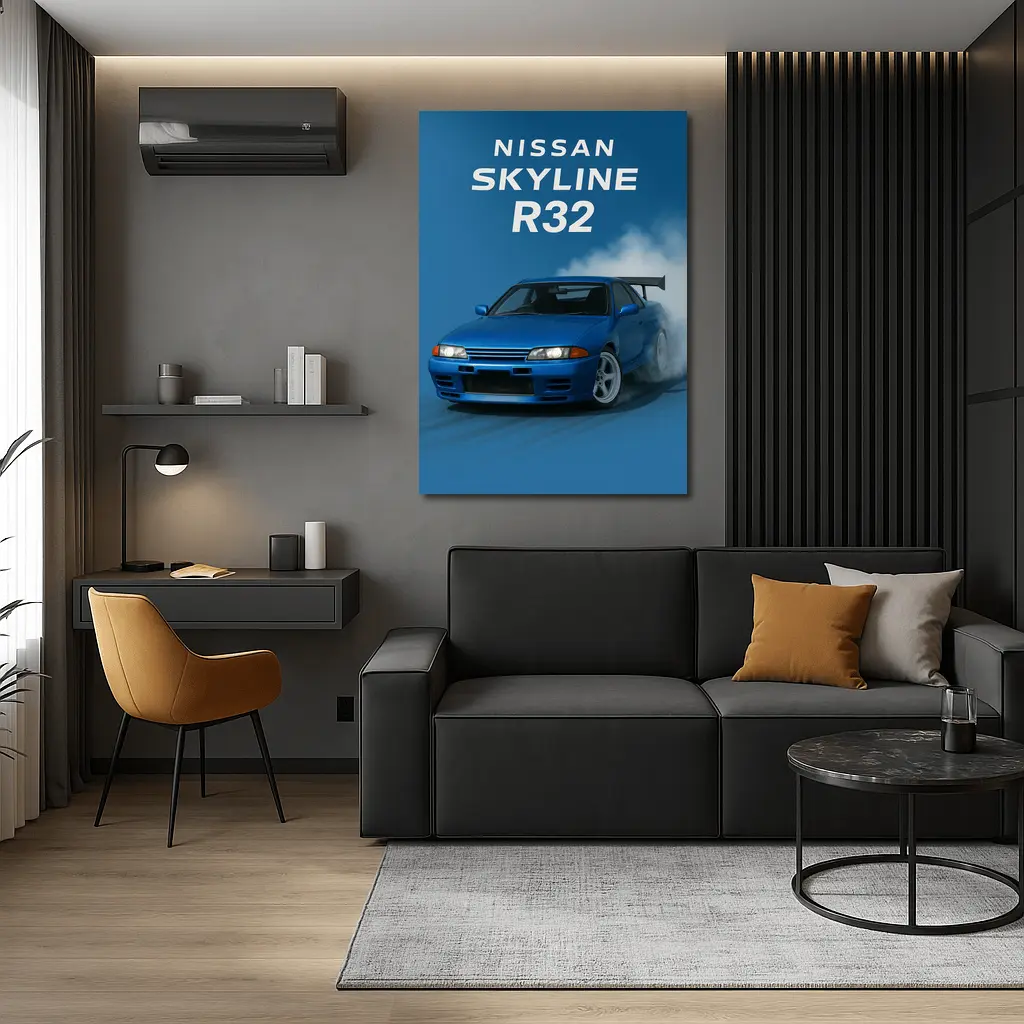Nissan Skyline R32 Blue Drift Smoke – Wall Art