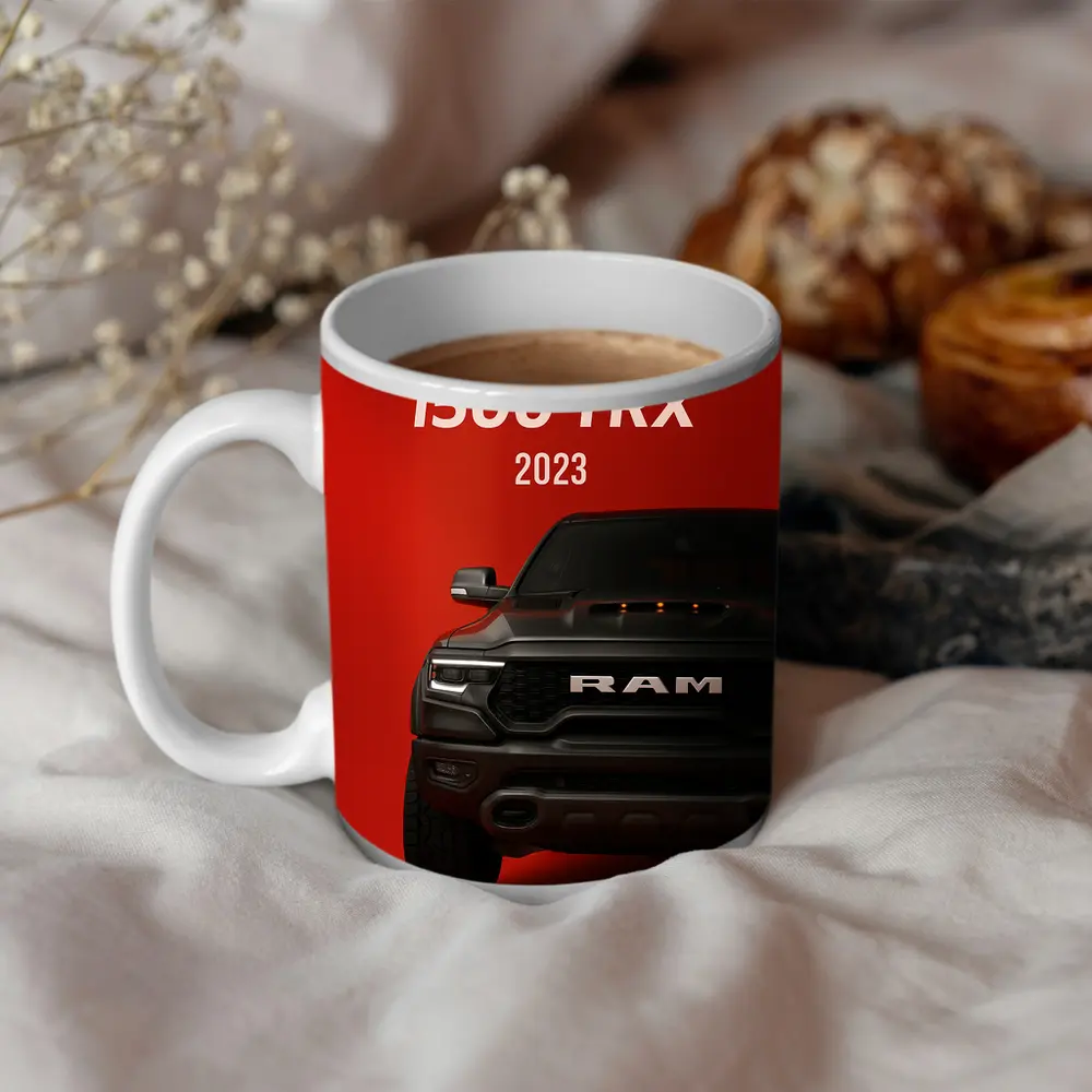 Ram 1500 TRX Truck Red Background – Mugs