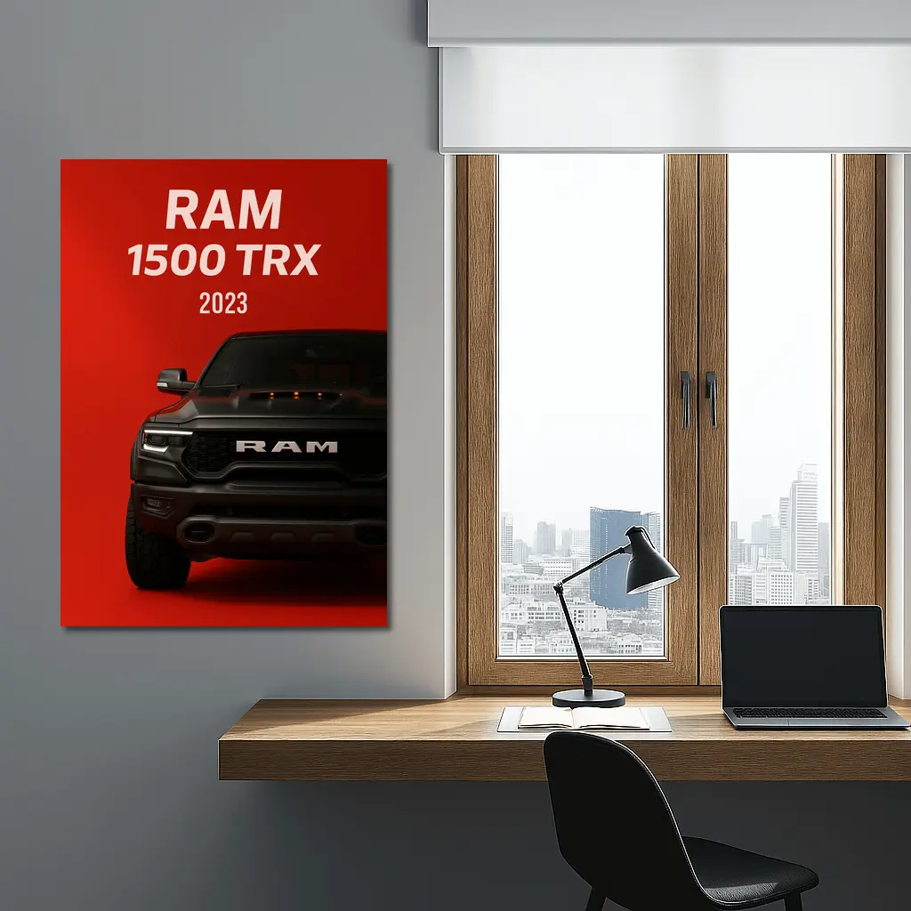 Ram 1500 TRX Truck Red Background – Wall Art