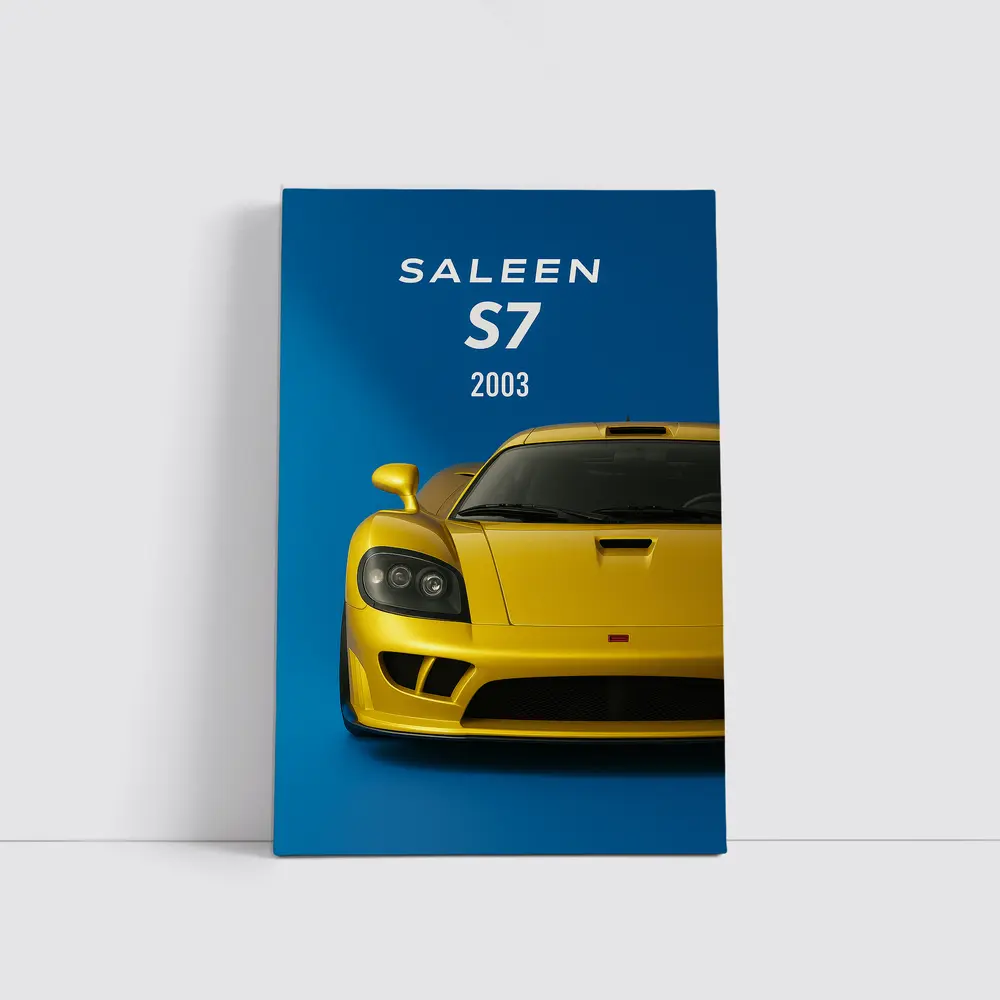 Saleen S7 Yellow Supercar Blue Background – Wall Art