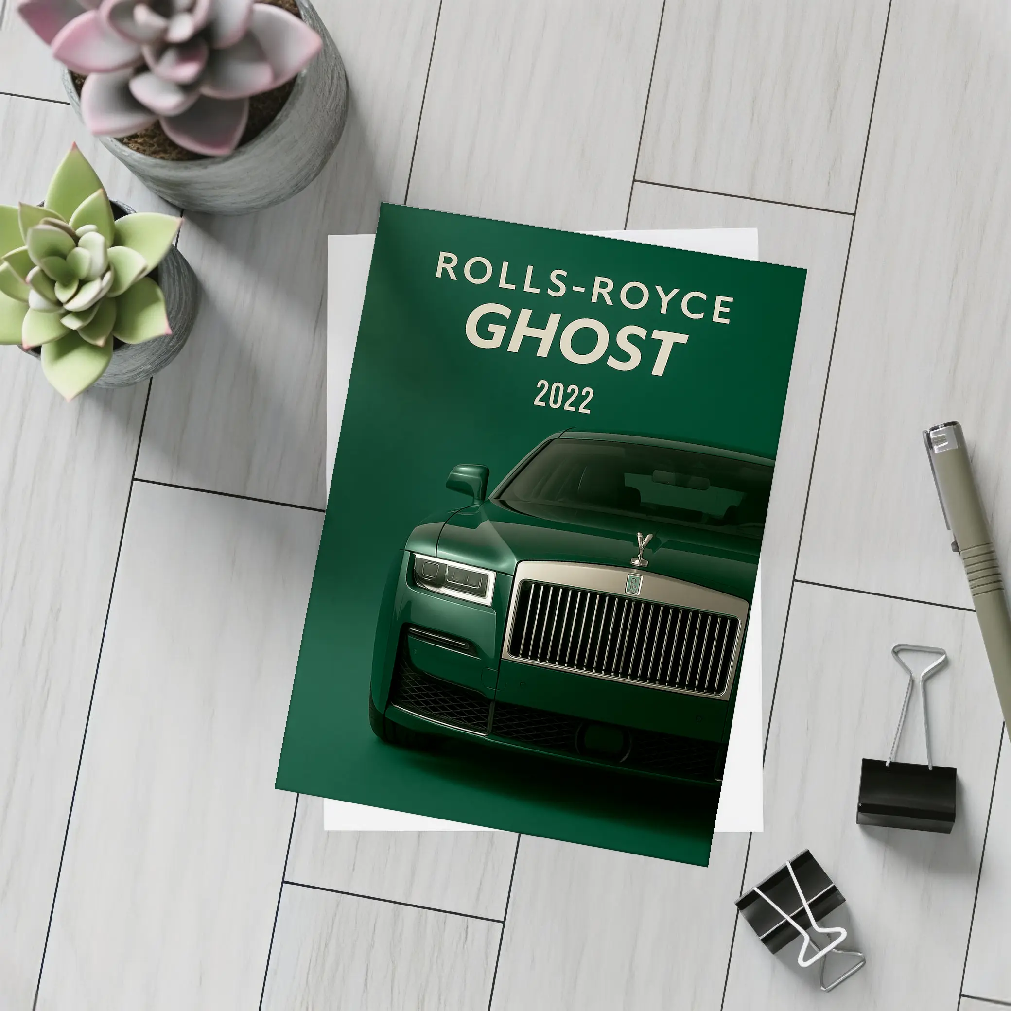 Rolls Royce Ghost Deep Green Front View – Postcards