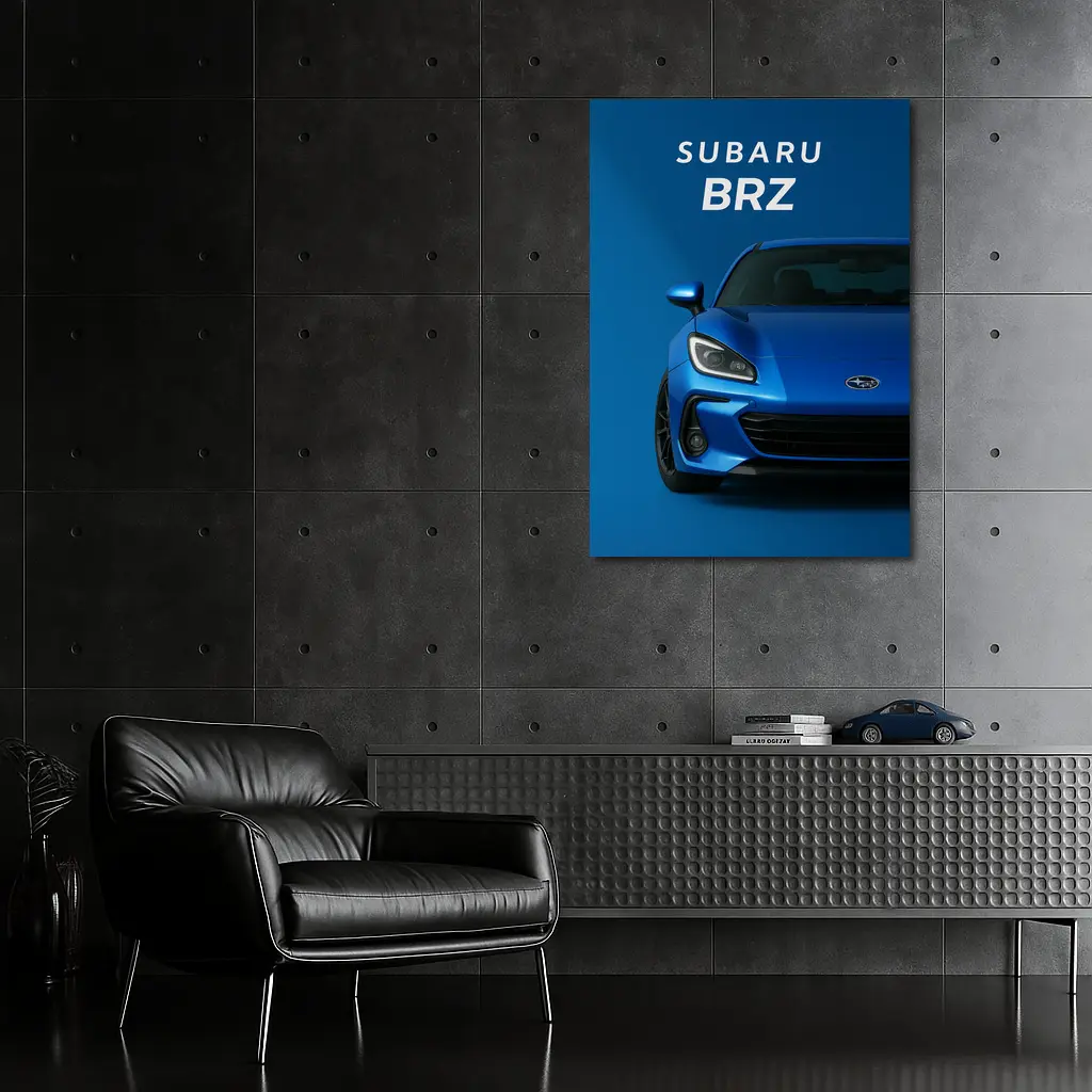 Subaru BRZ Blue Sports Car Front View – Wall Art