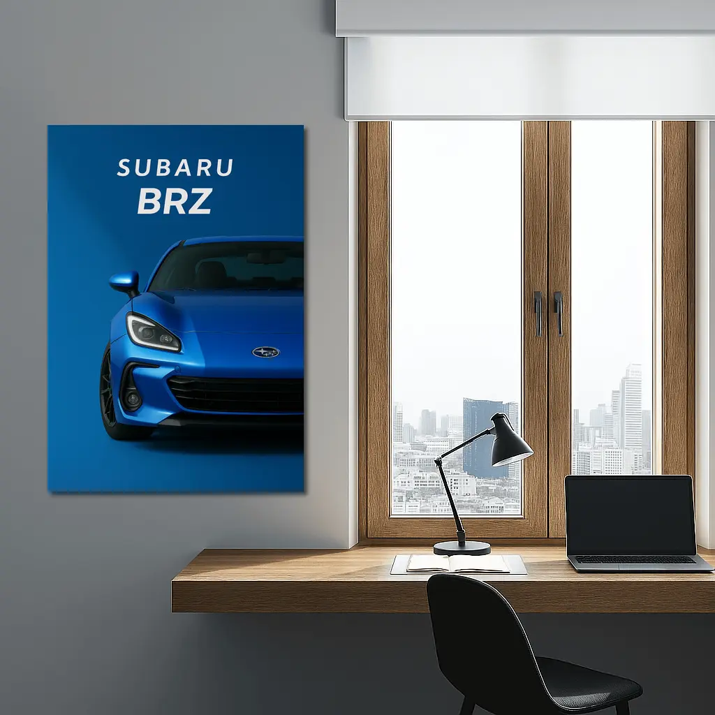 Subaru BRZ Blue Sports Car Front View – Wall Art
