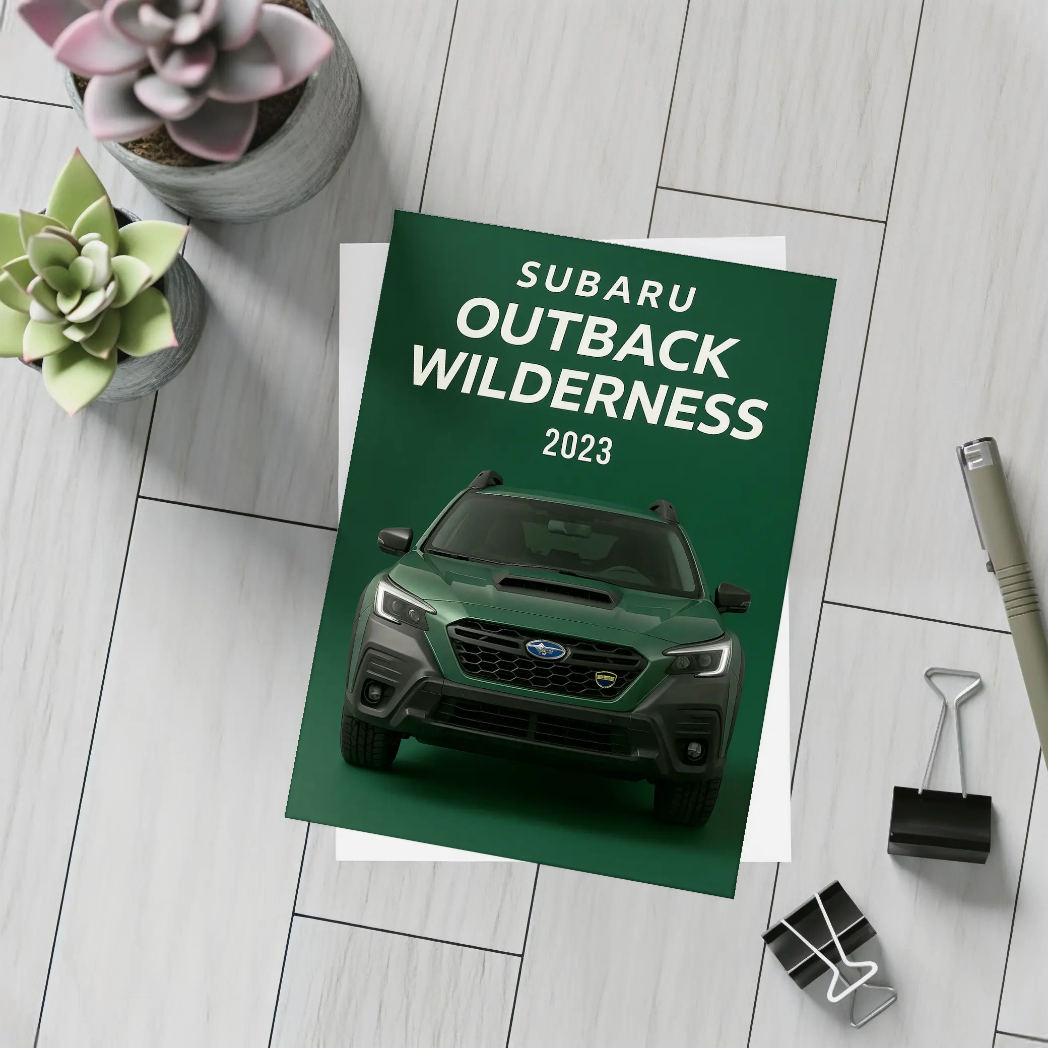 2023 Subaru Outback Wilderness Green Front View – Postcards
