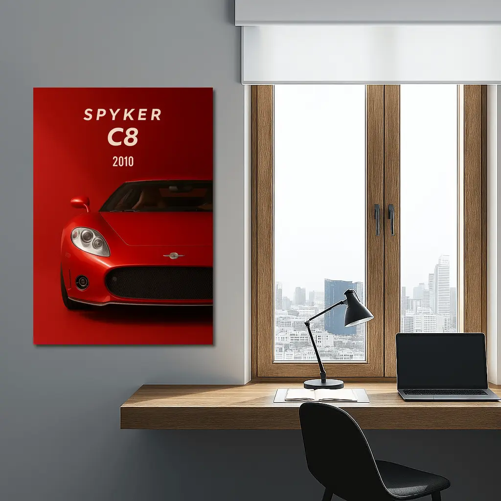 Spyker C8 2010 Red Supercar Front View – Wall Art