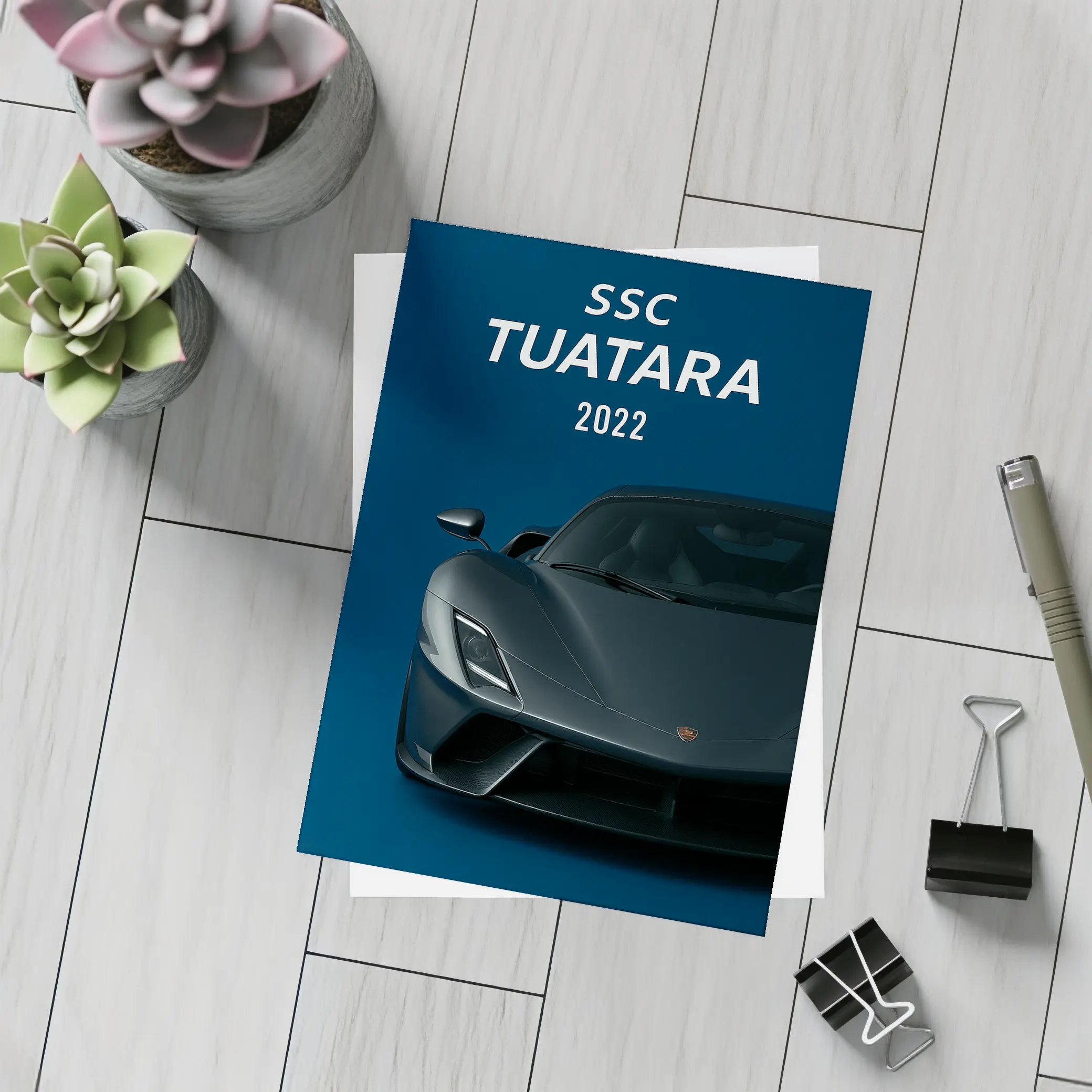 SSC Tuatara Supercar Dark Blue Background – Postcards