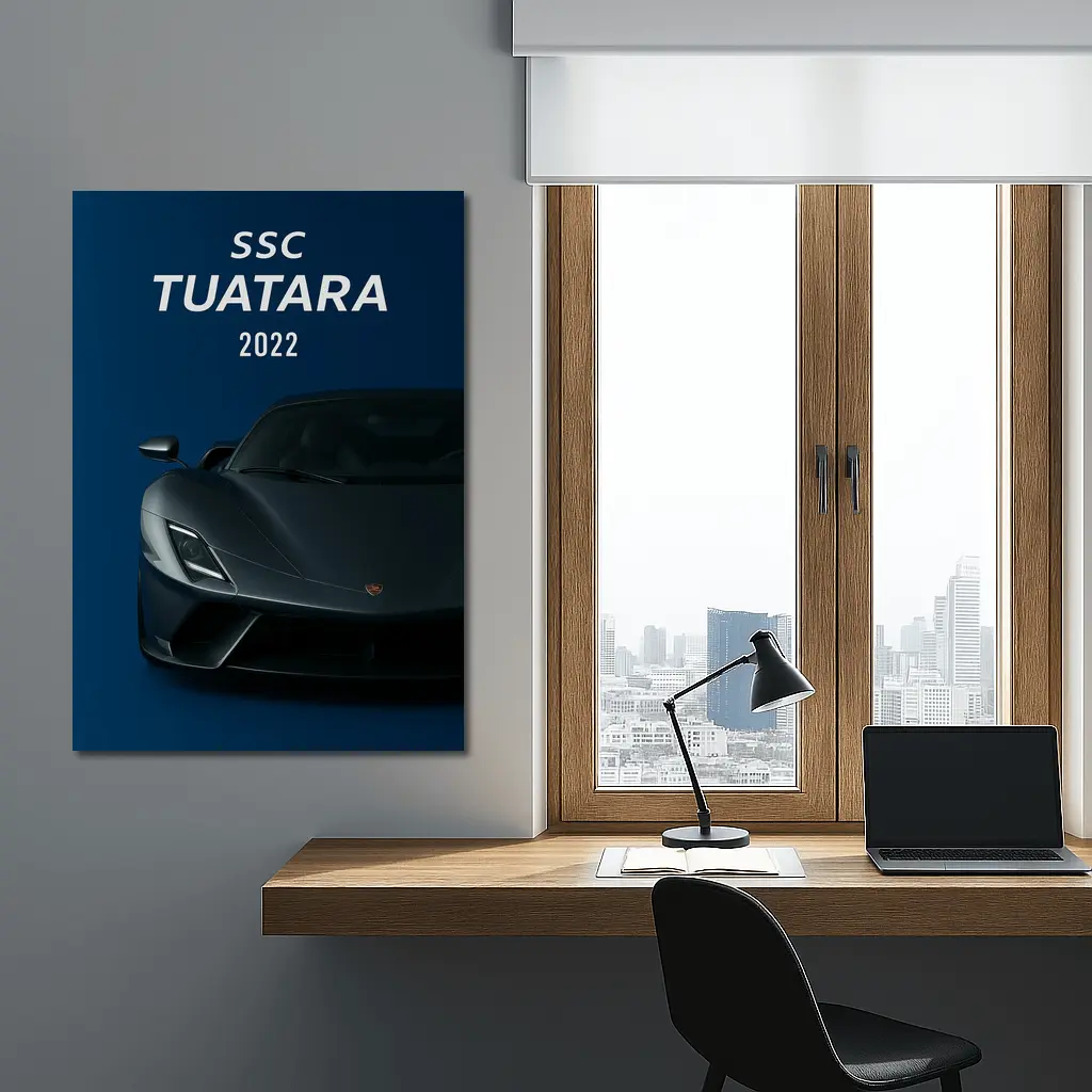 SSC Tuatara Supercar Dark Blue Background – Wall Art