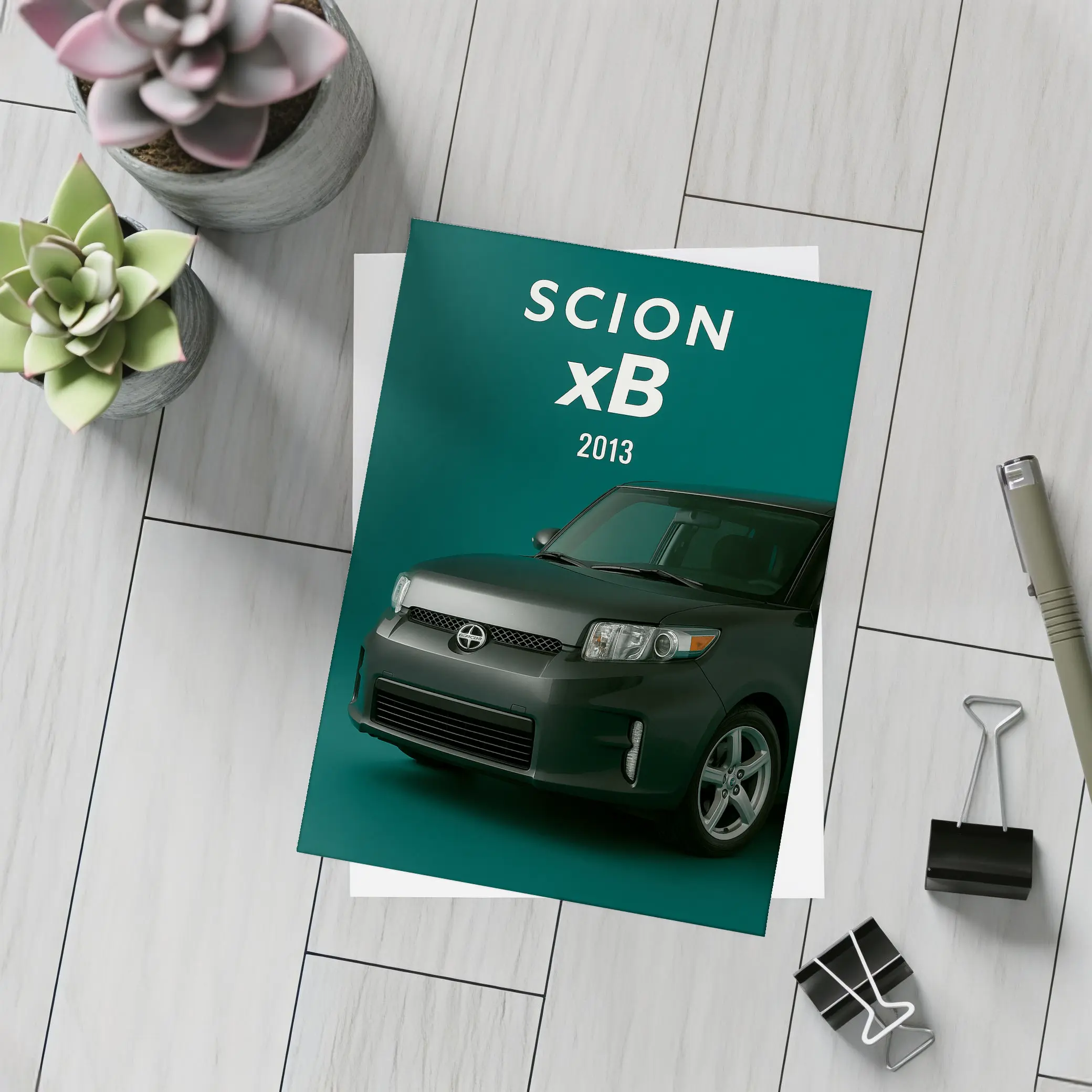 Scion xB 2013 Dark Teal Background – Postcards