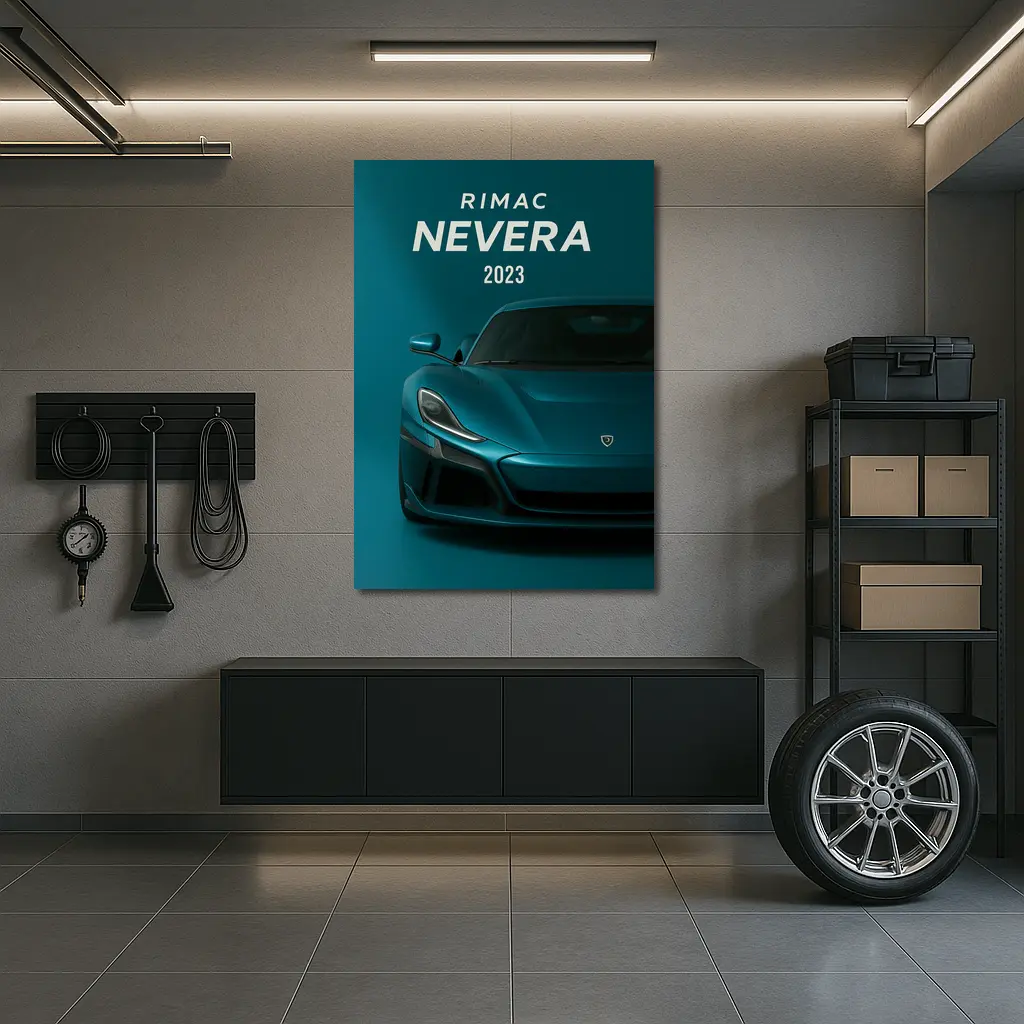 Rimac Nevera Electric Hypercar Teal Studio – Wall Art
