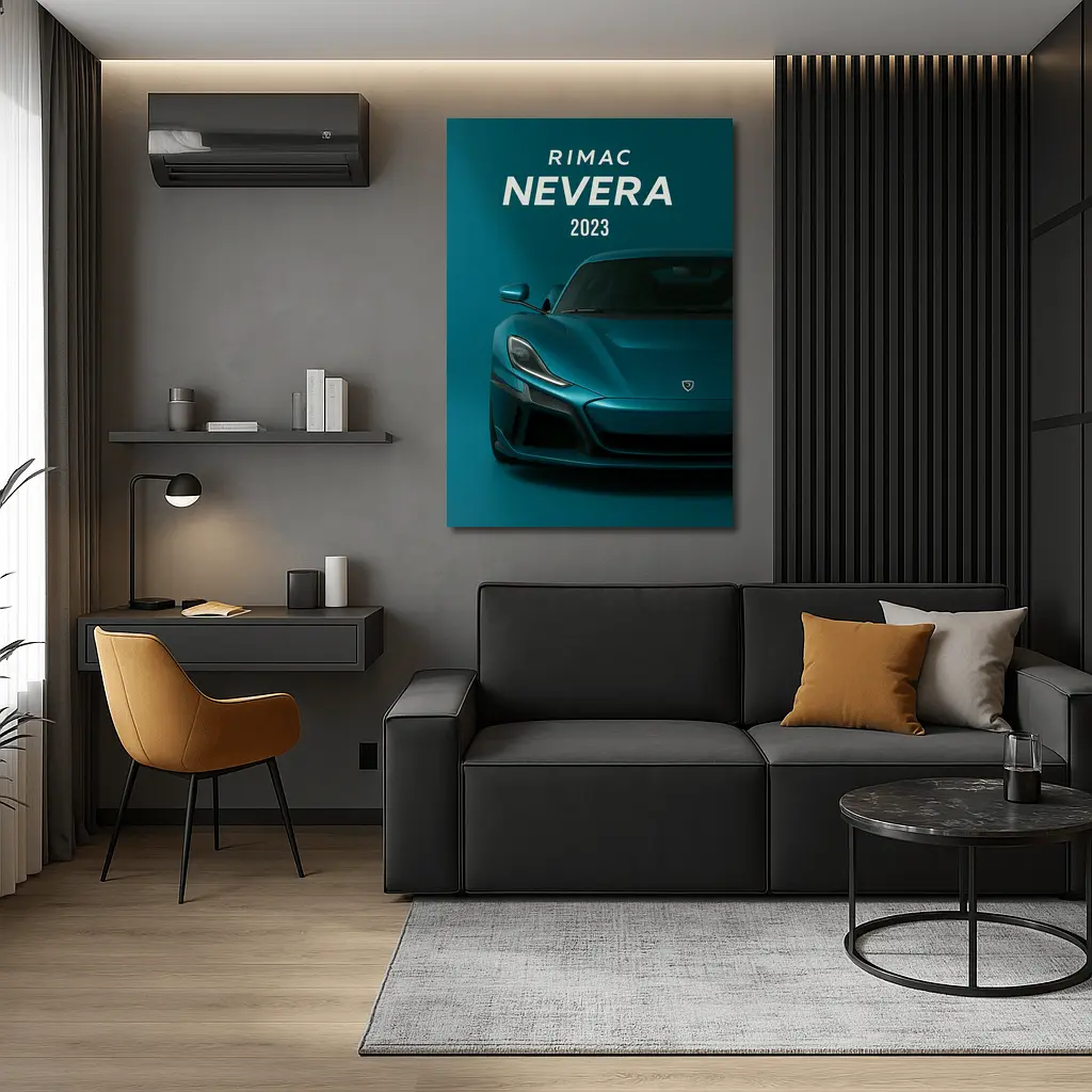 Rimac Nevera Electric Hypercar Teal Studio – Wall Art