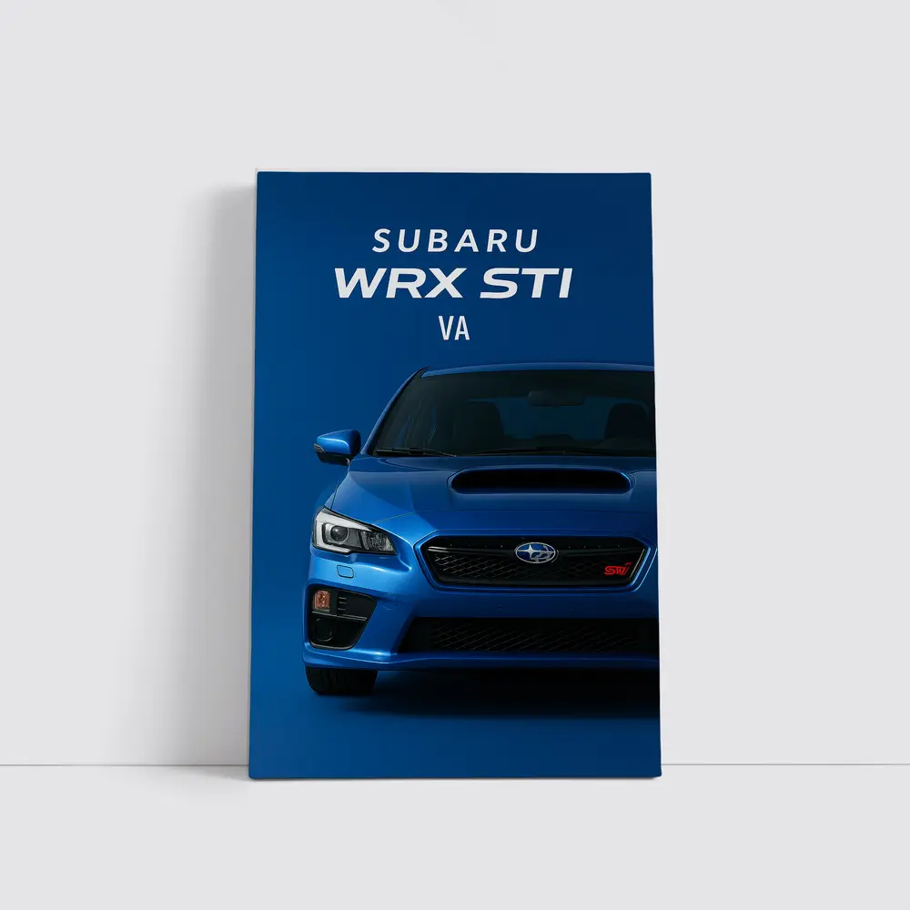 Subaru WRX STI Front View Blue Background – Wall Art