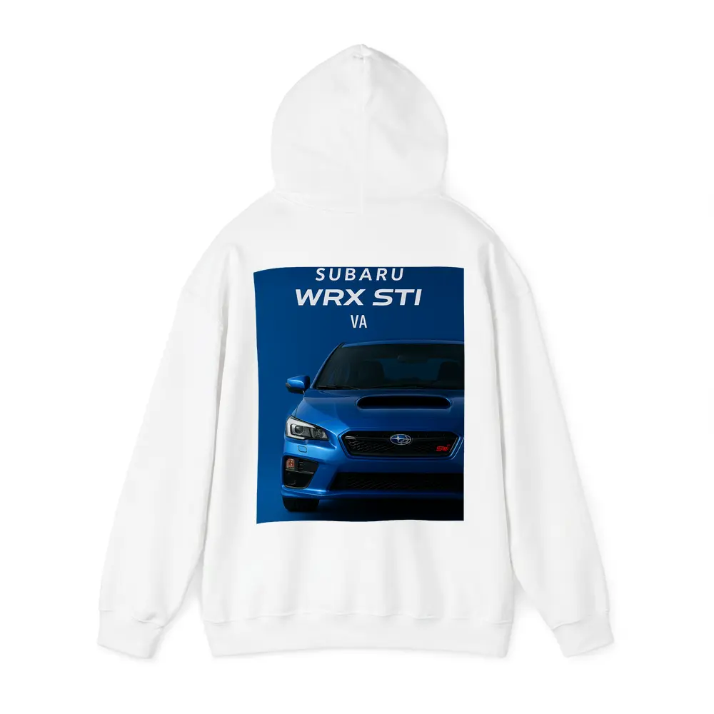 Subaru WRX STI Front View Blue Background – Hoodies