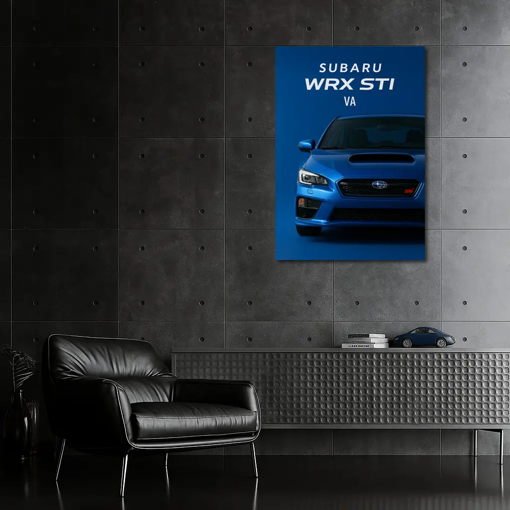 Subaru WRX STI Front View Blue Background – Wall Art