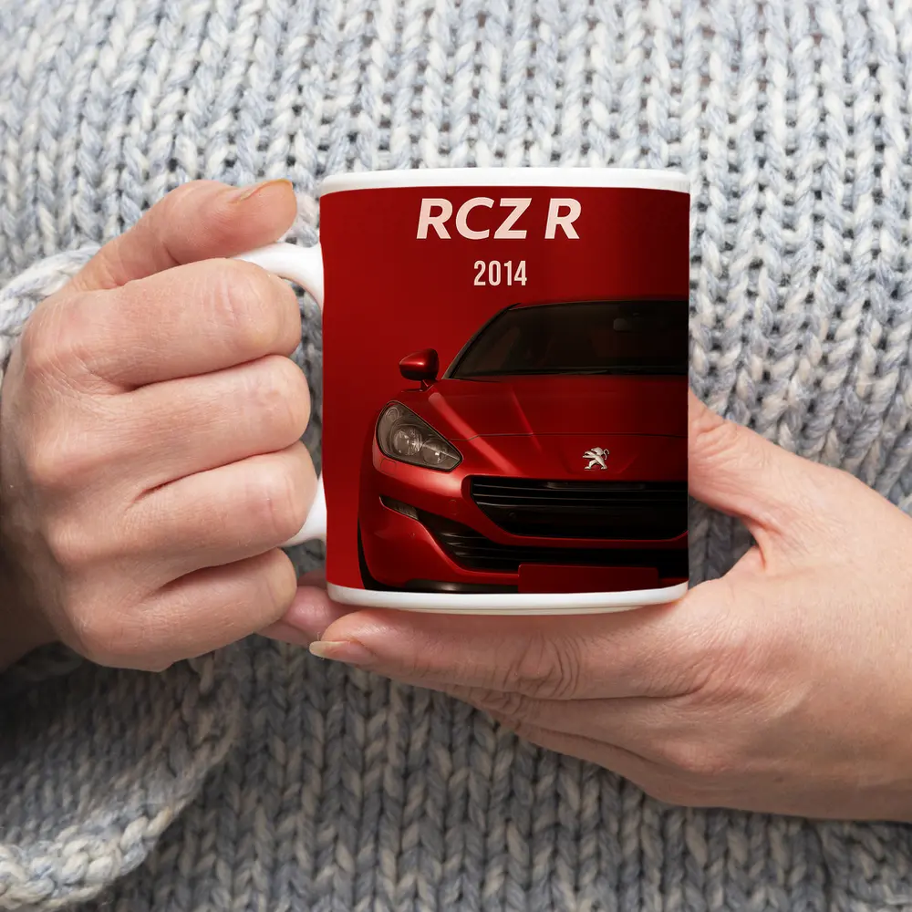 Peugeot RCZ R Front View Red Background – Mugs