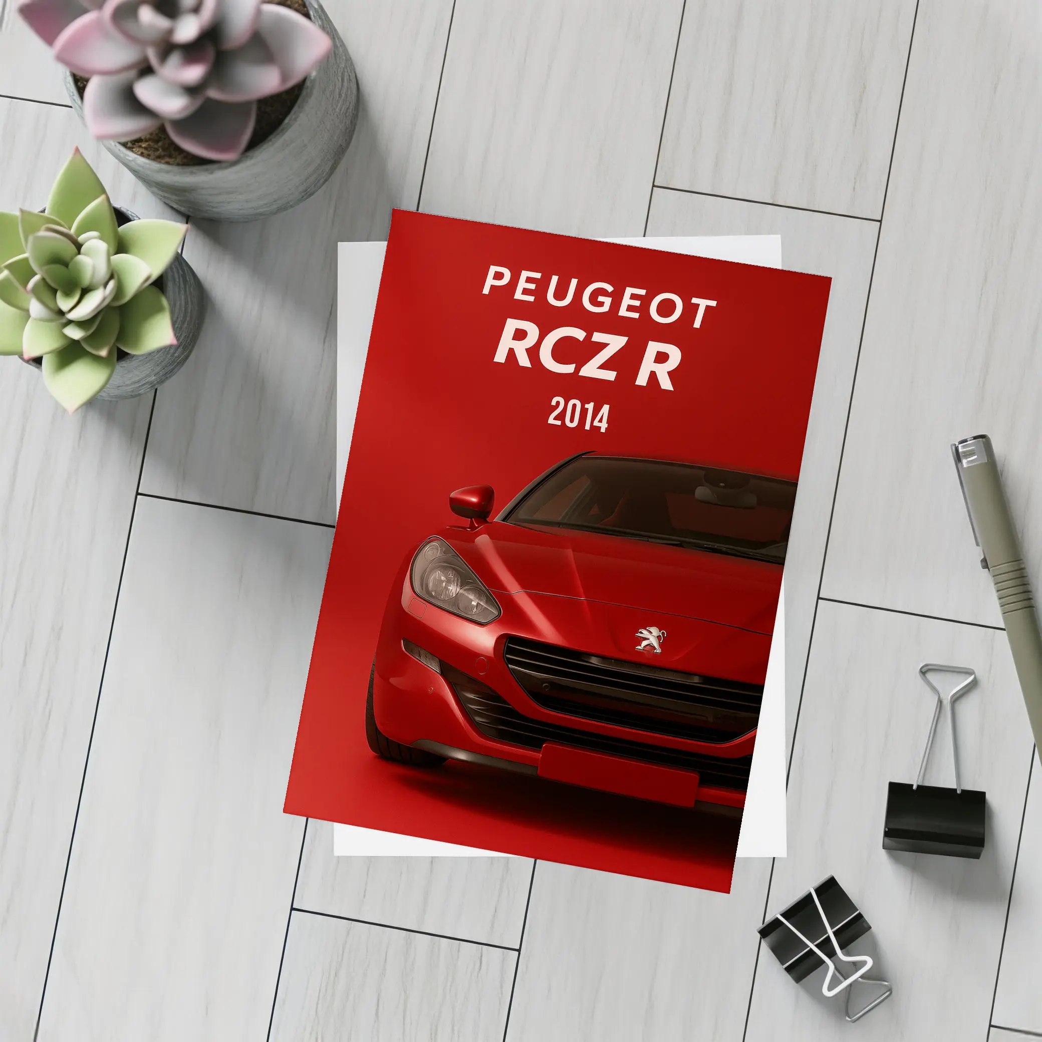 Peugeot RCZ R Front View Red Background – Postcards