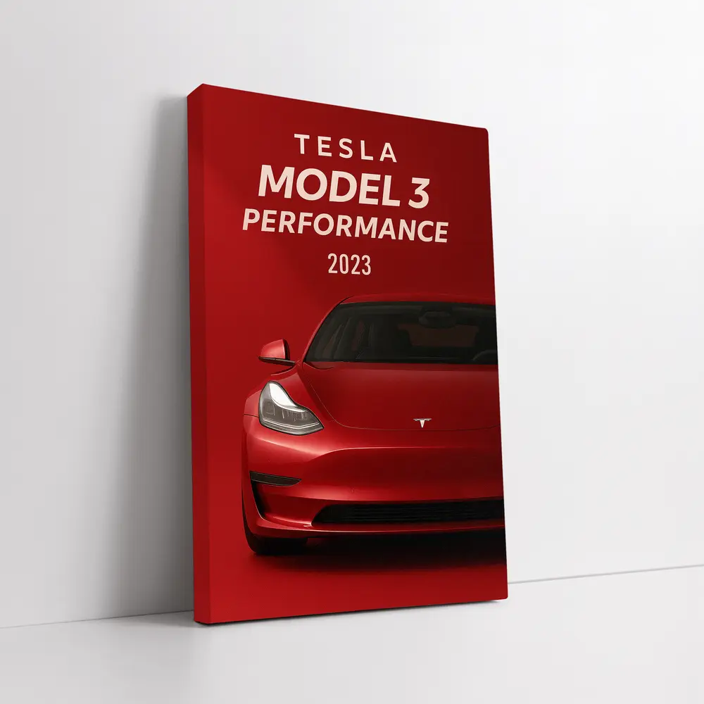 Tesla Model 3 Performance Red Car Art