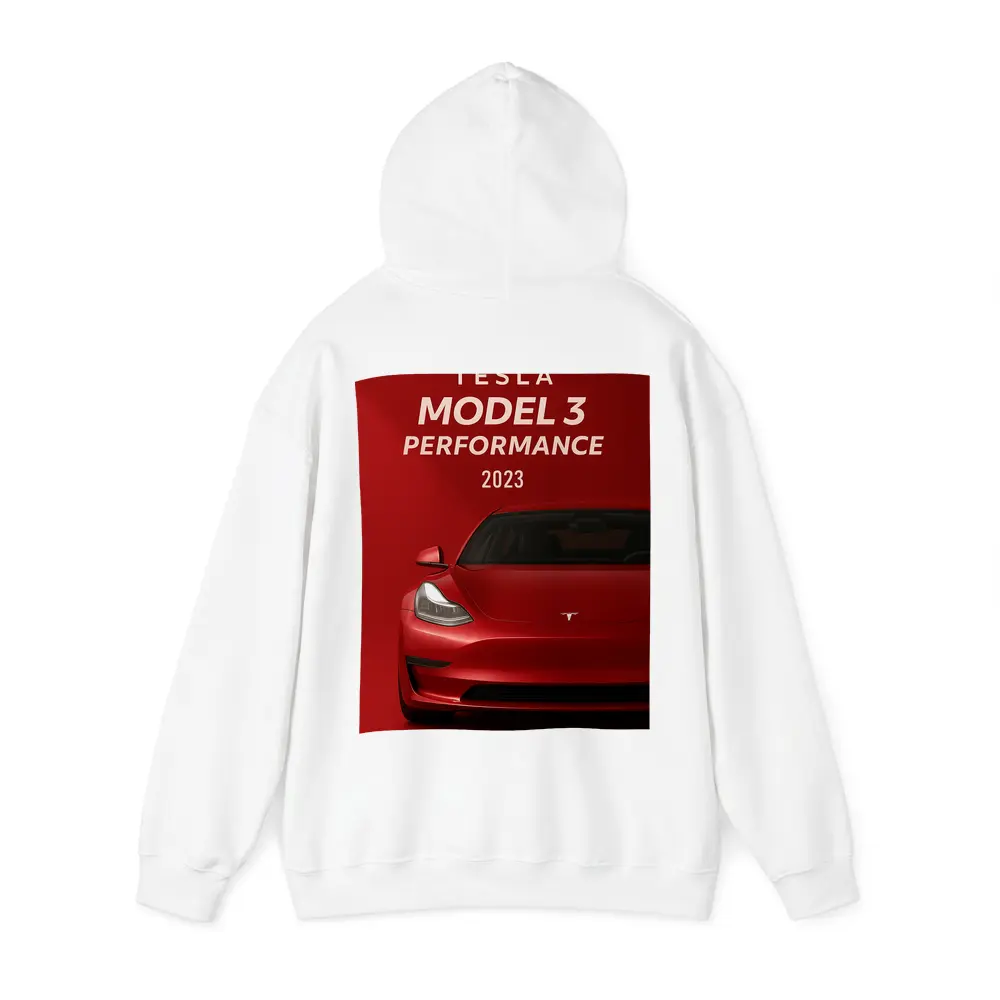 Tesla Model 3 Performance Red Car Art – Hoodies